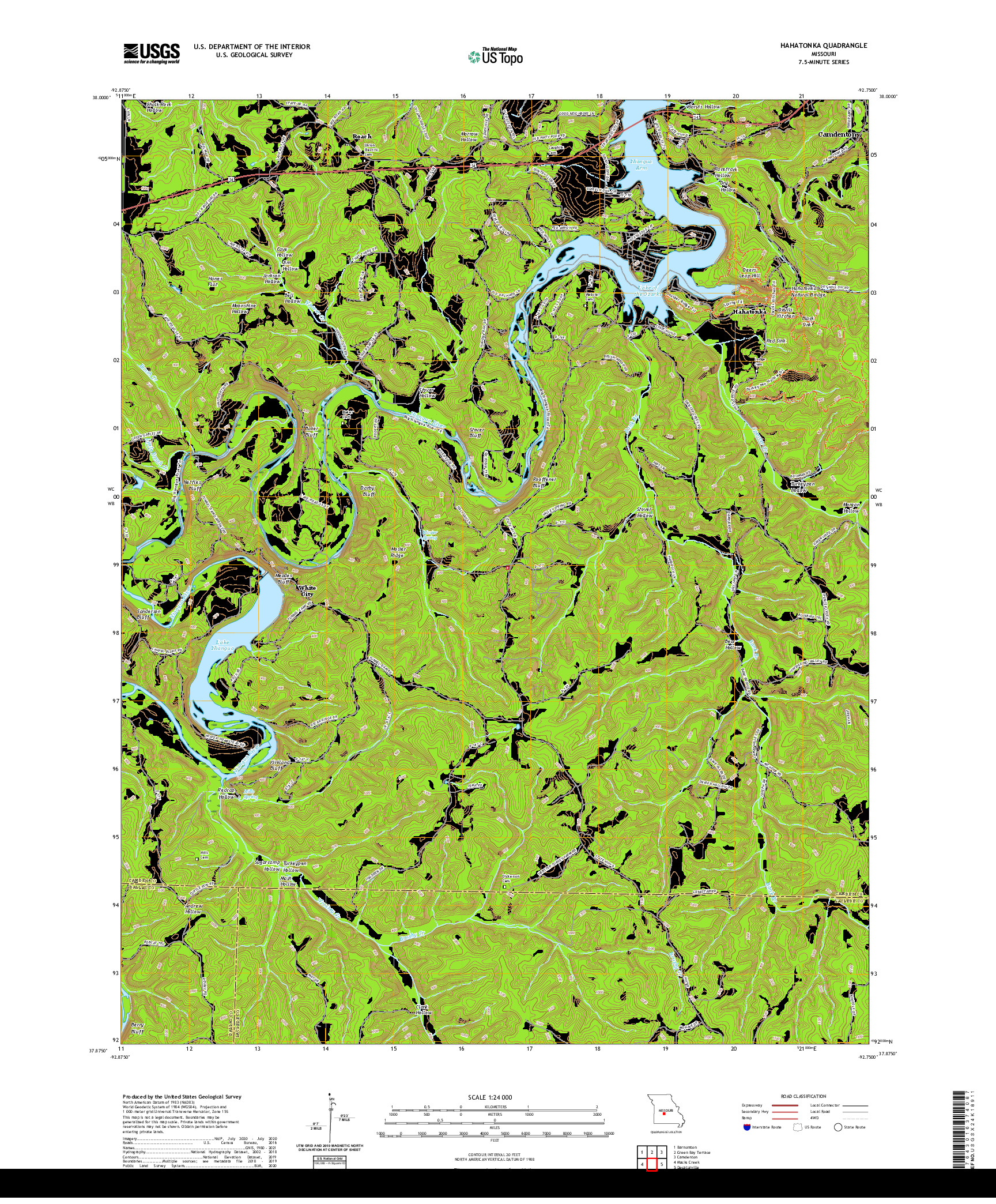 USGS US TOPO 7.5-MINUTE MAP FOR HAHATONKA, MO 2021