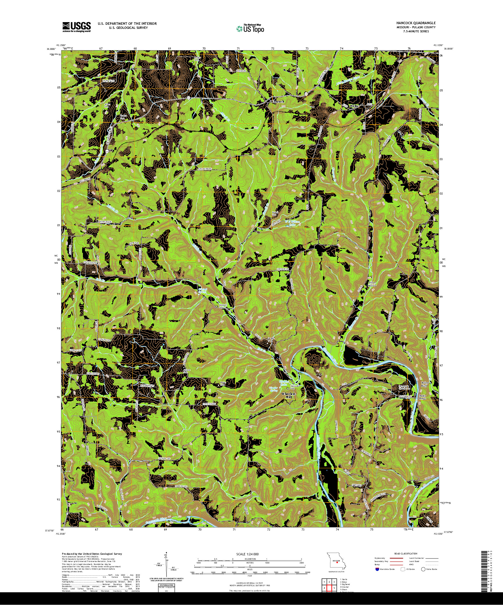 USGS US TOPO 7.5-MINUTE MAP FOR HANCOCK, MO 2021