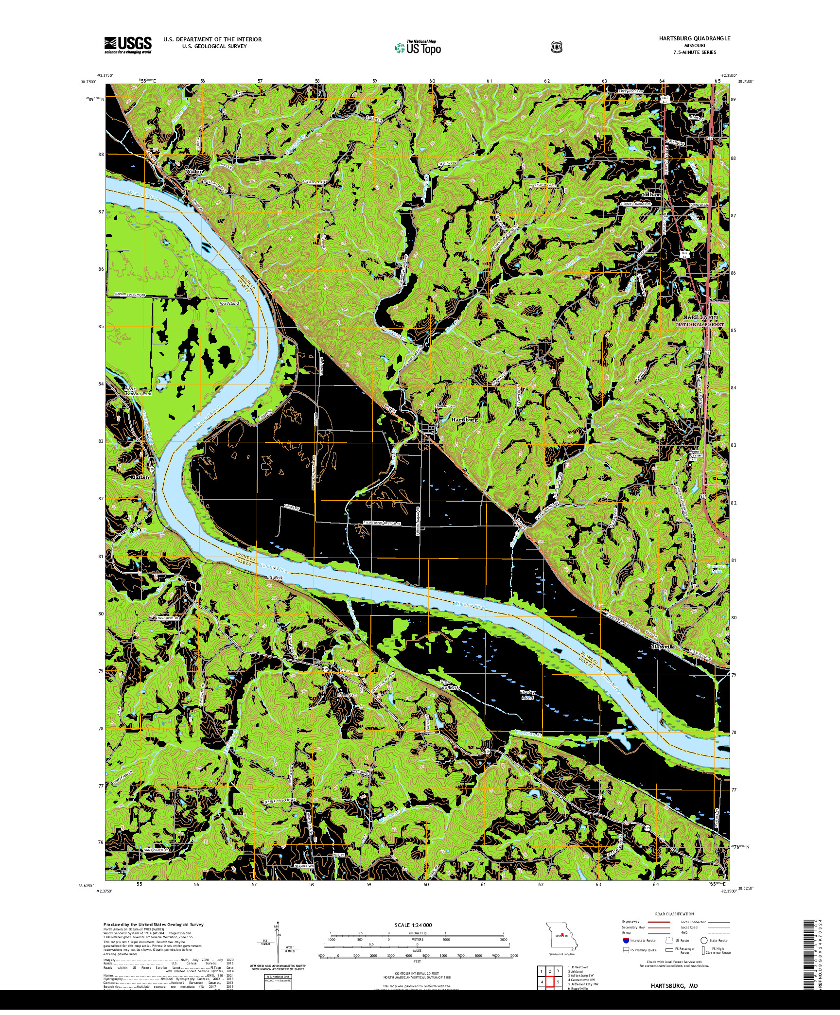 USGS US TOPO 7.5-MINUTE MAP FOR HARTSBURG, MO 2021