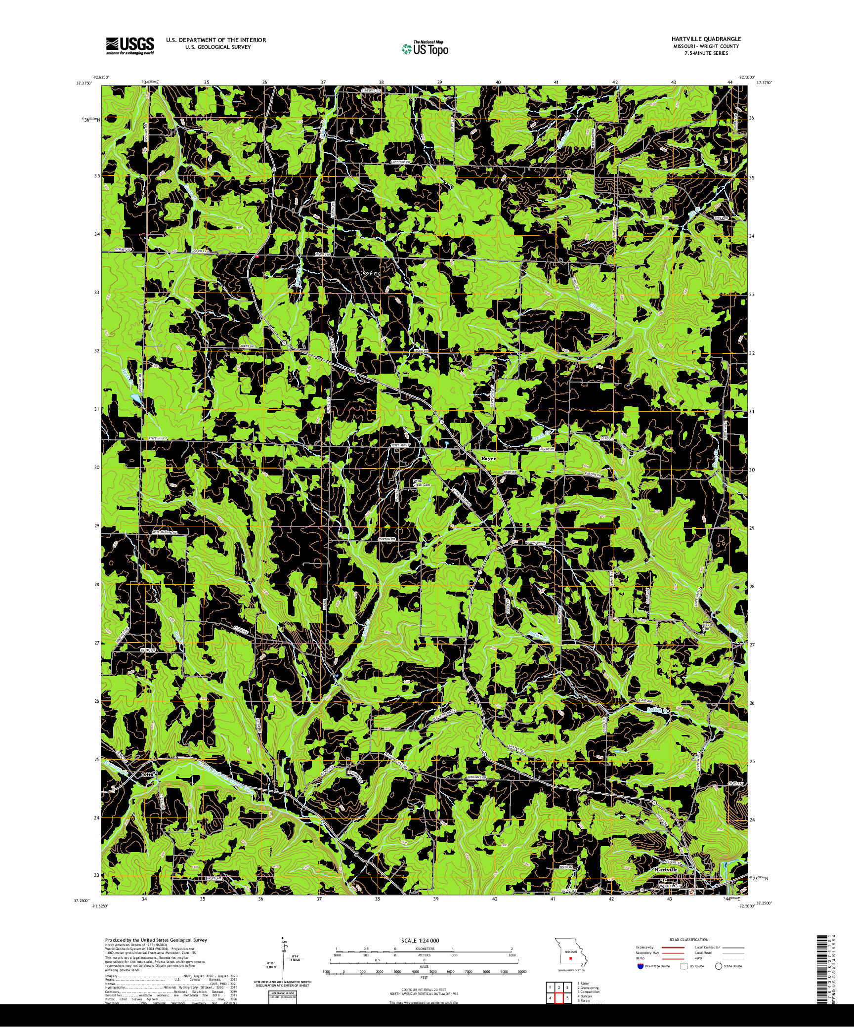 USGS US TOPO 7.5-MINUTE MAP FOR HARTVILLE, MO 2021