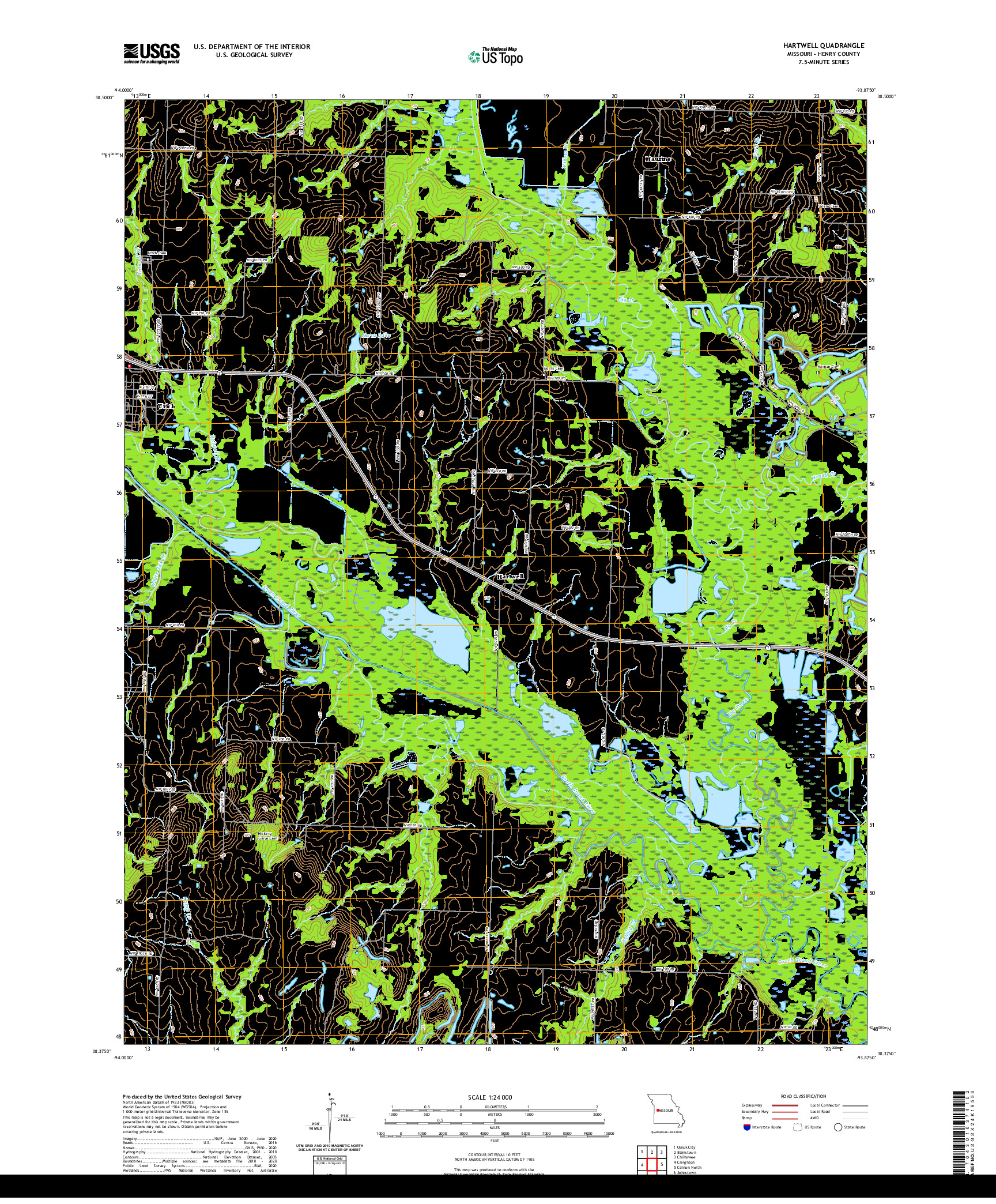 USGS US TOPO 7.5-MINUTE MAP FOR HARTWELL, MO 2021