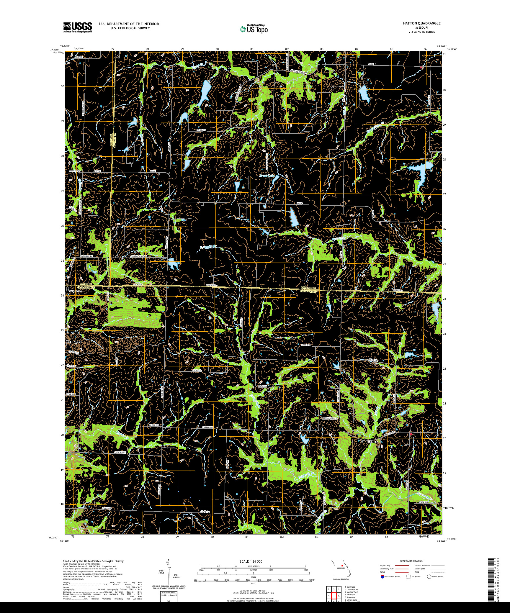 USGS US TOPO 7.5-MINUTE MAP FOR HATTON, MO 2021