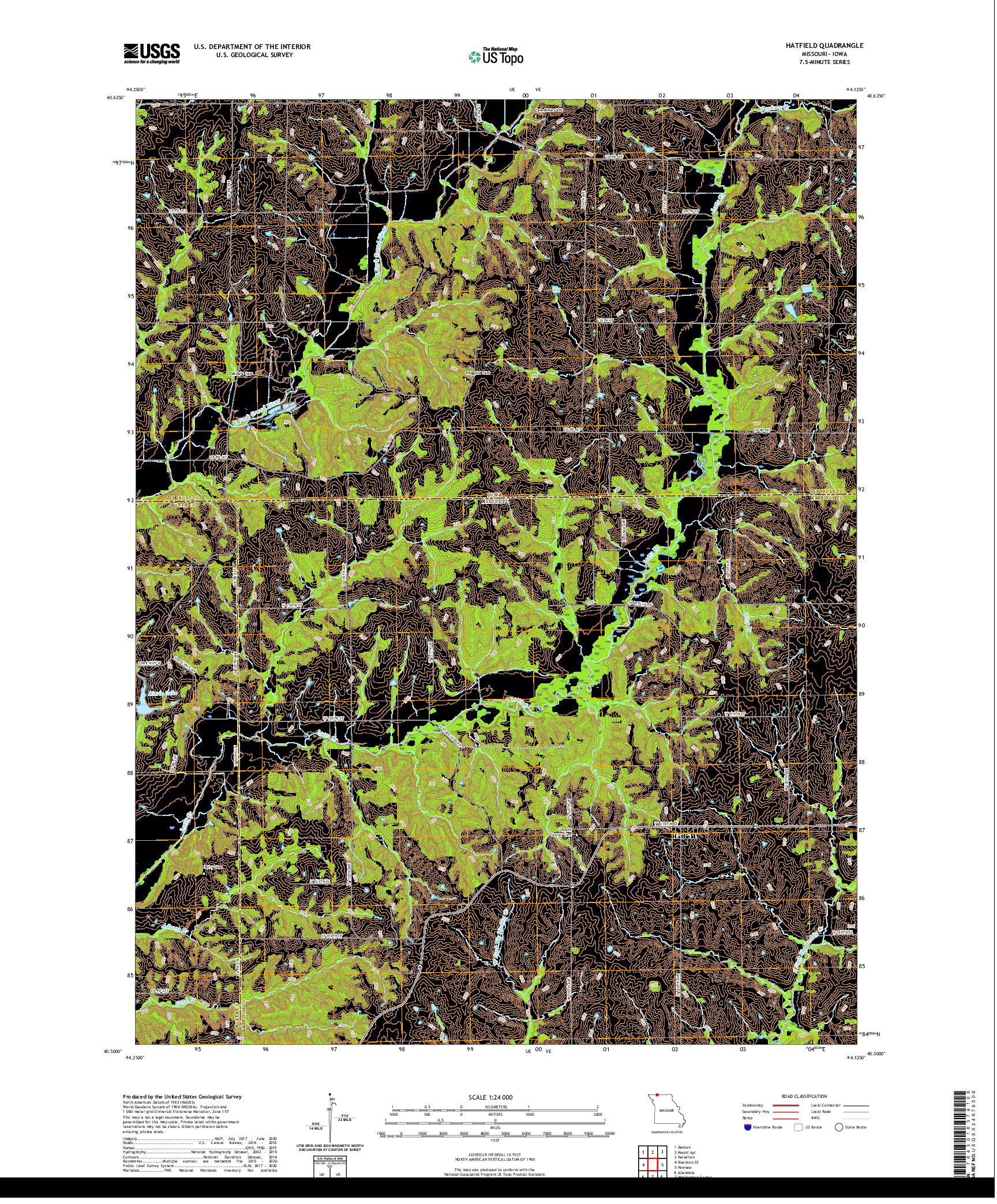 USGS US TOPO 7.5-MINUTE MAP FOR HATFIELD, MO,IA 2021