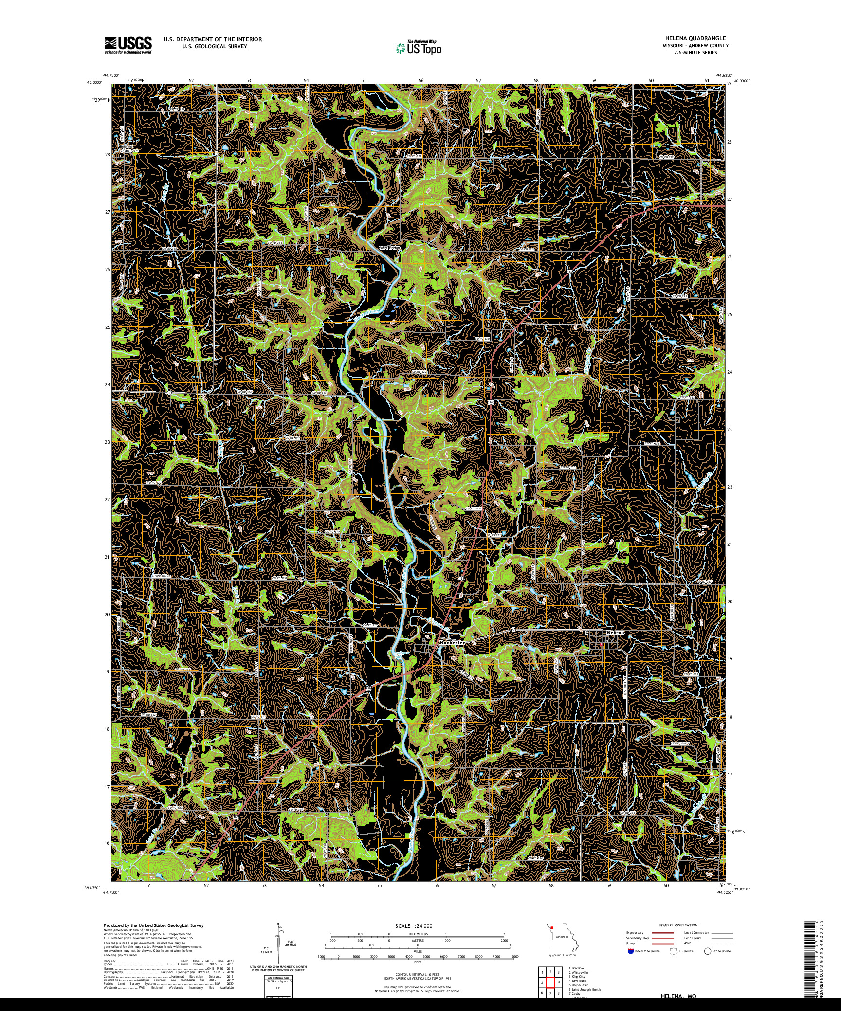 USGS US TOPO 7.5-MINUTE MAP FOR HELENA, MO 2021