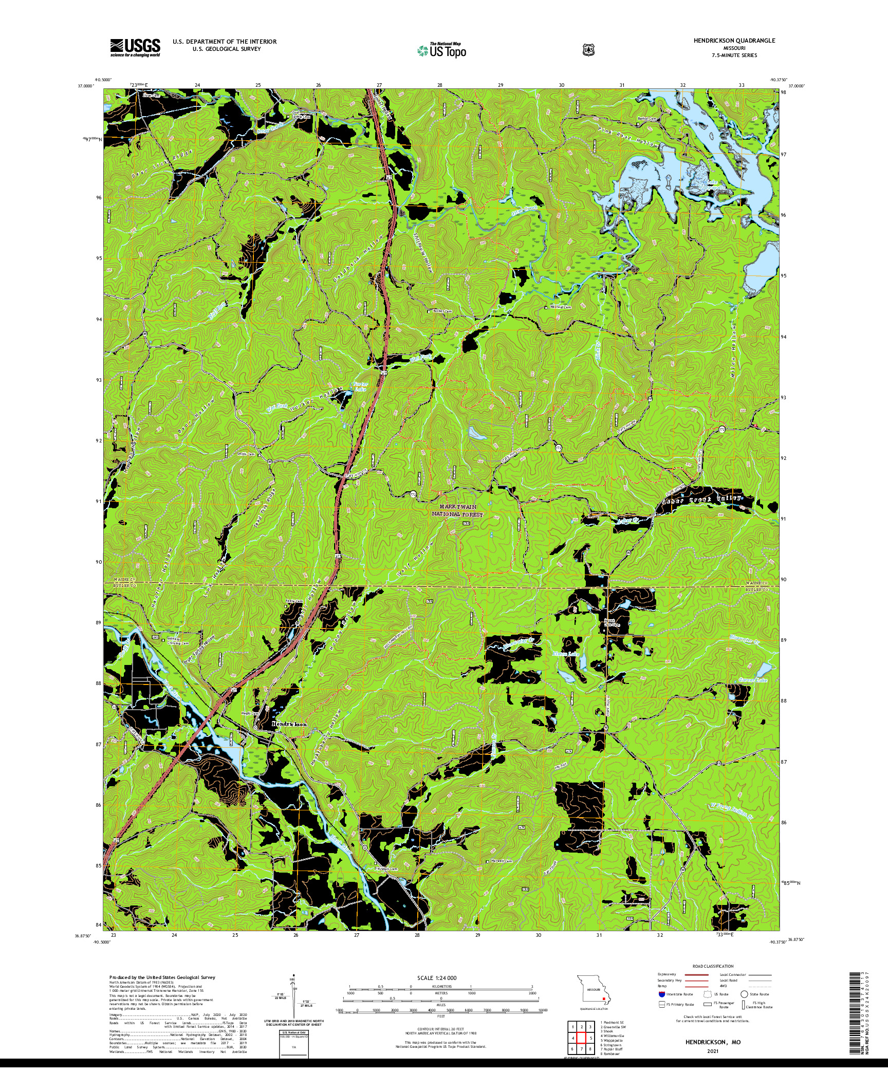 USGS US TOPO 7.5-MINUTE MAP FOR HENDRICKSON, MO 2021