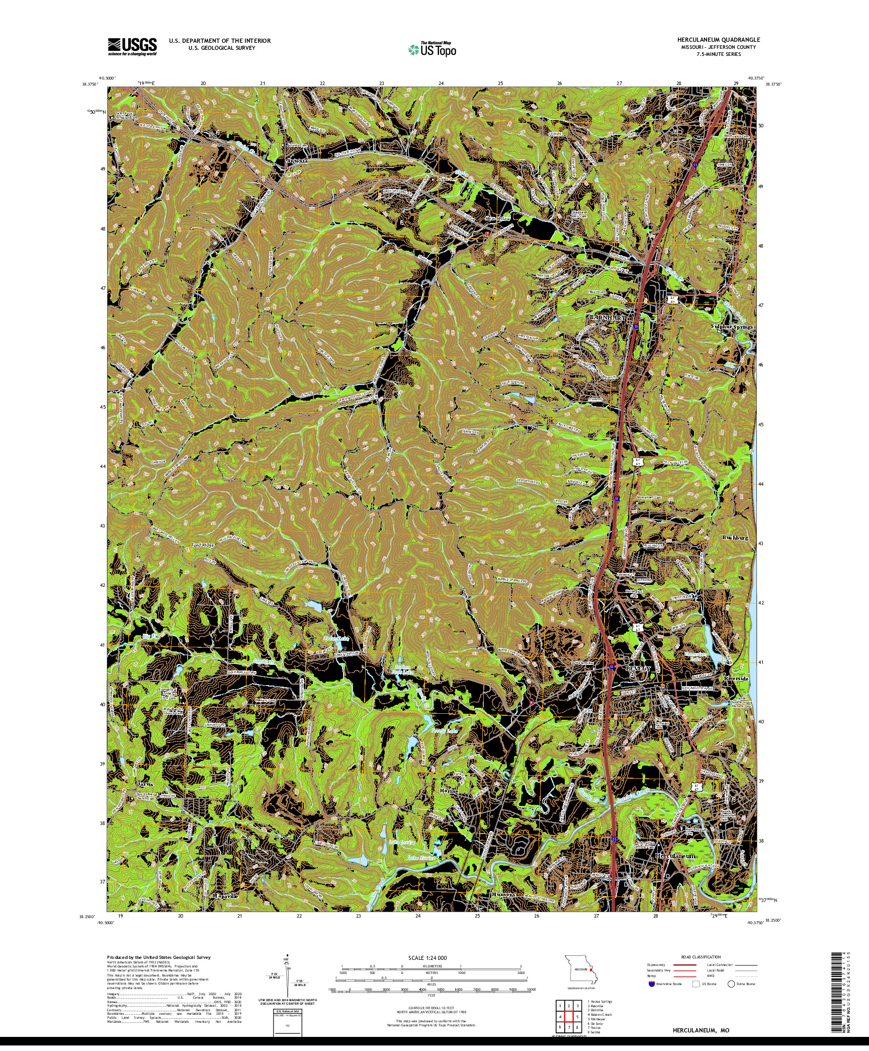 USGS US TOPO 7.5-MINUTE MAP FOR HERCULANEUM, MO 2021