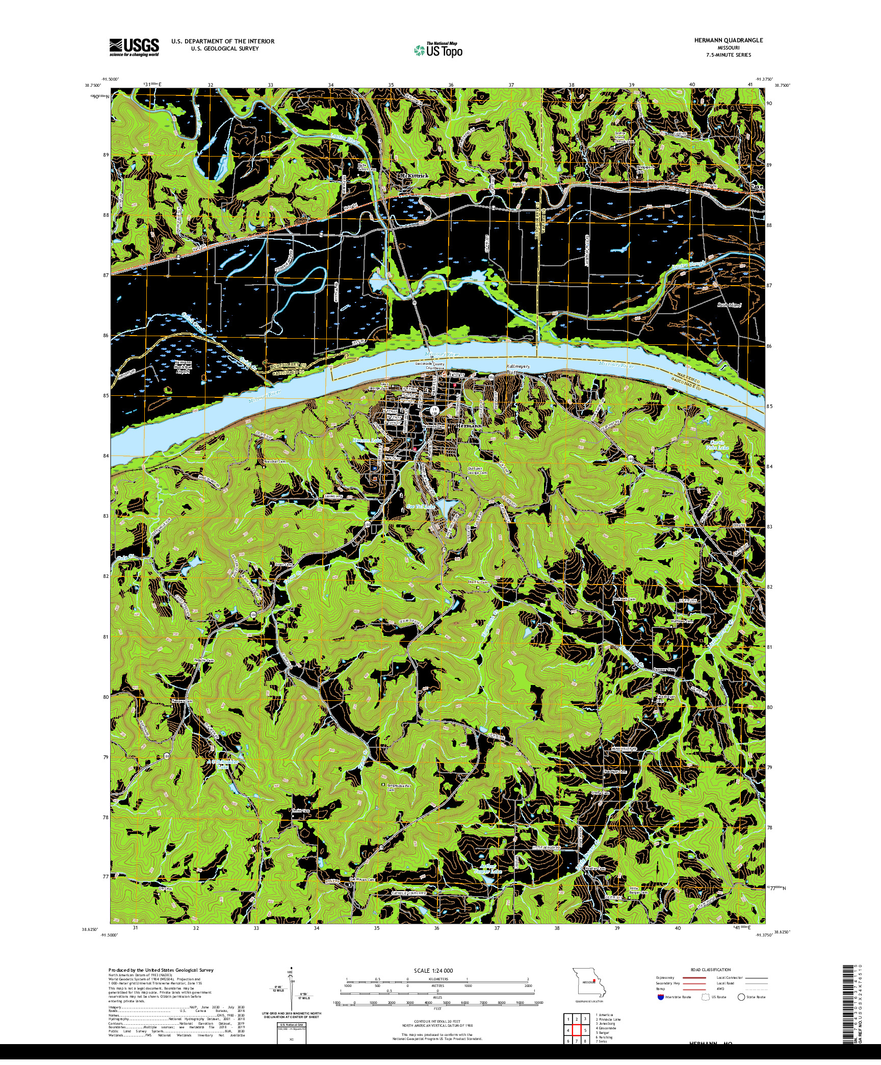 USGS US TOPO 7.5-MINUTE MAP FOR HERMANN, MO 2021