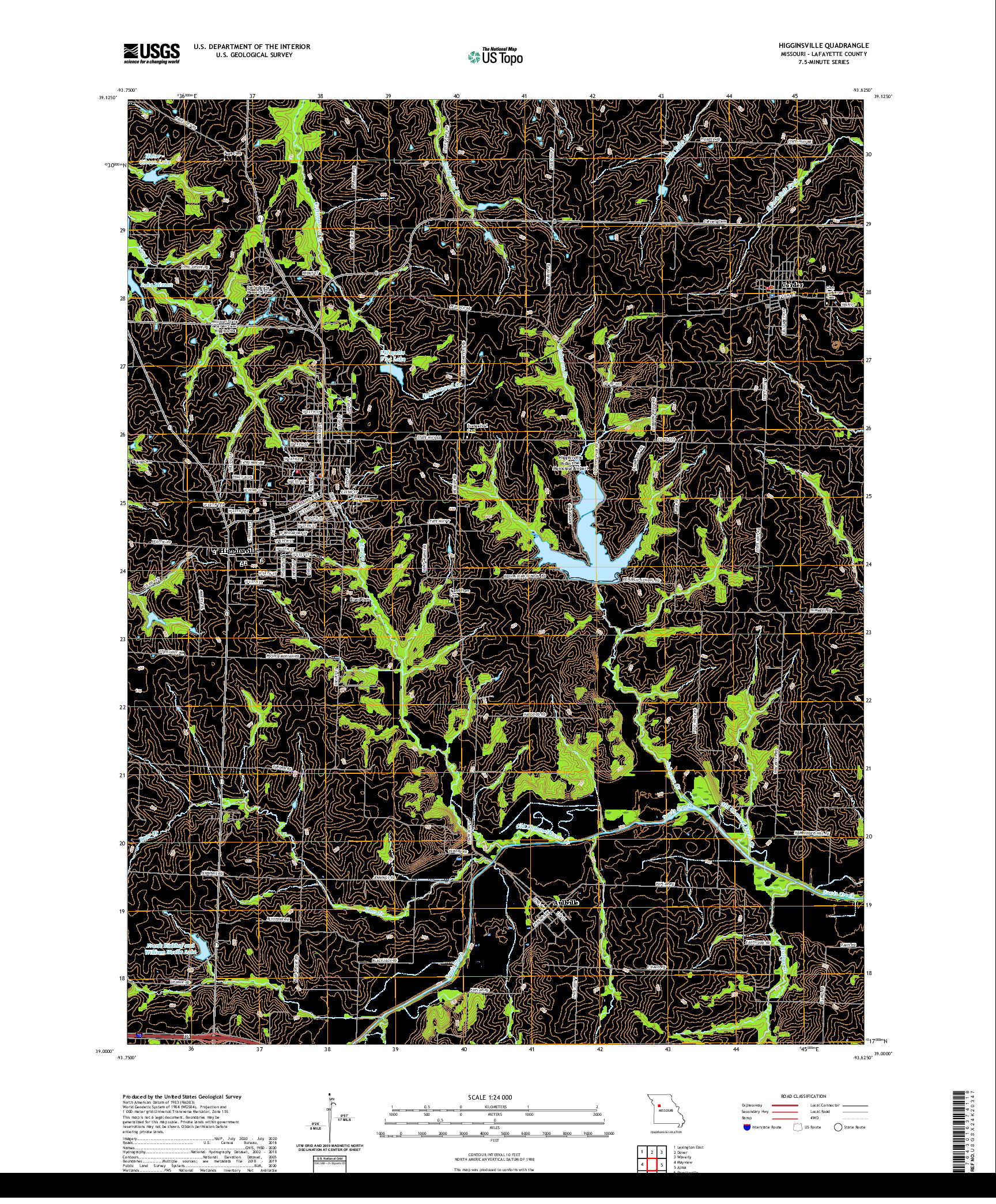 USGS US TOPO 7.5-MINUTE MAP FOR HIGGINSVILLE, MO 2021