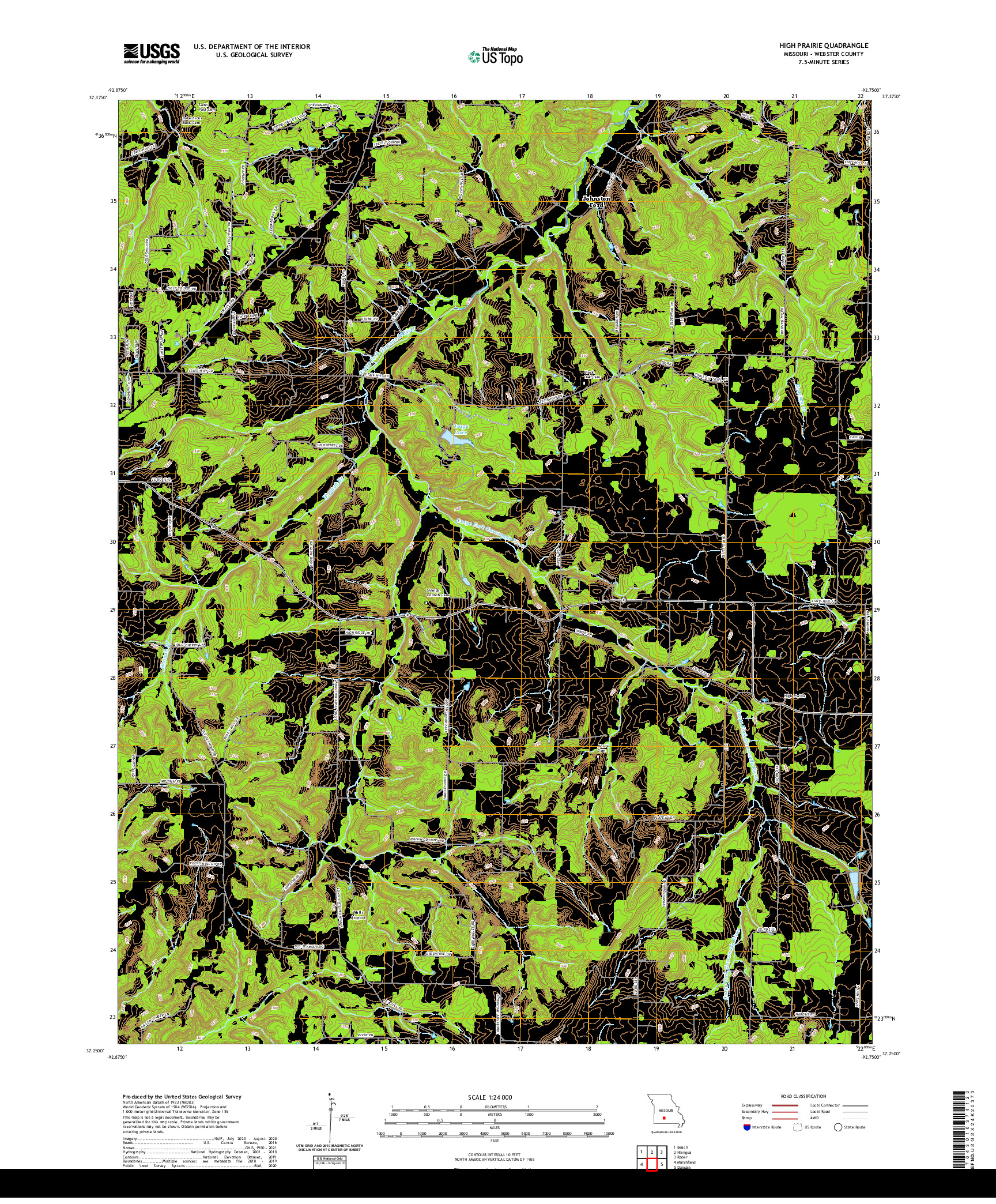 USGS US TOPO 7.5-MINUTE MAP FOR HIGH PRAIRIE, MO 2021