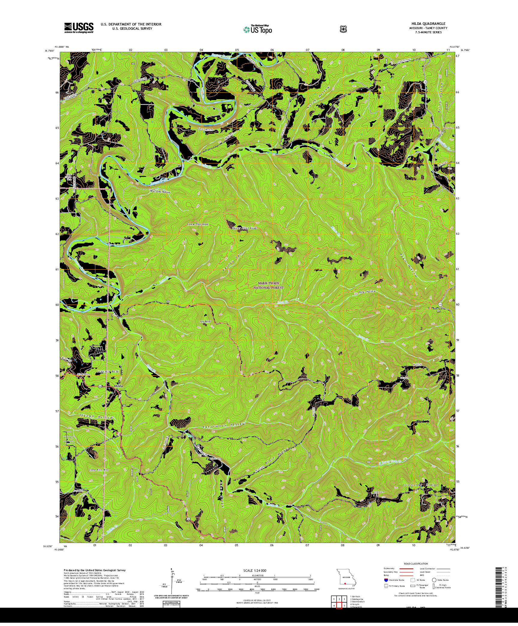 USGS US TOPO 7.5-MINUTE MAP FOR HILDA, MO 2021