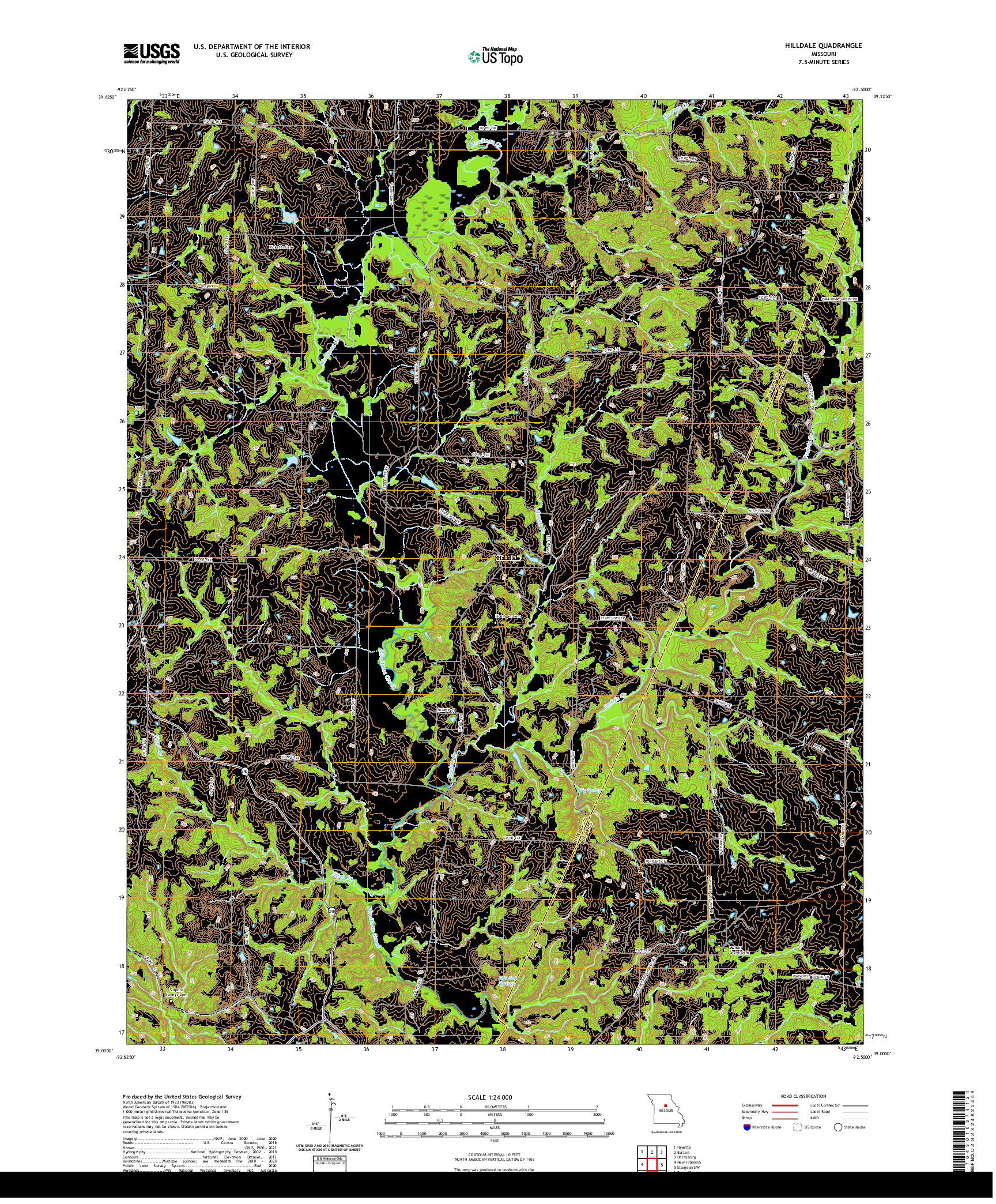 USGS US TOPO 7.5-MINUTE MAP FOR HILLDALE, MO 2021
