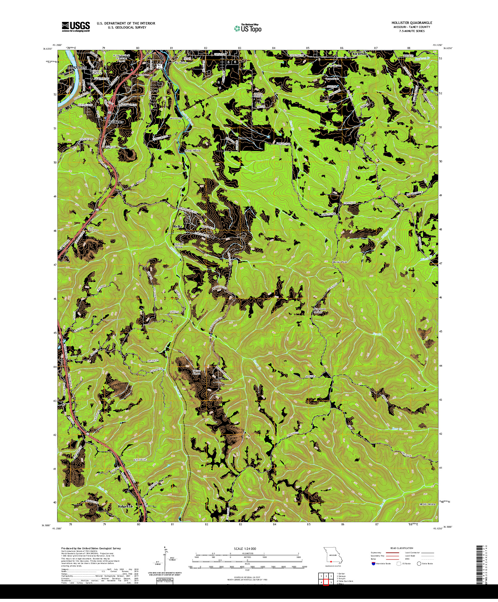 USGS US TOPO 7.5-MINUTE MAP FOR HOLLISTER, MO 2021