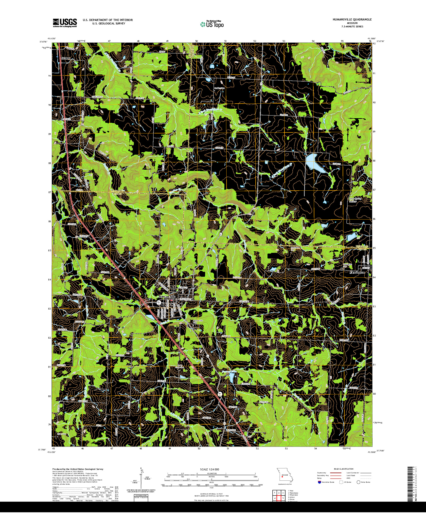 USGS US TOPO 7.5-MINUTE MAP FOR HUMANSVILLE, MO 2021