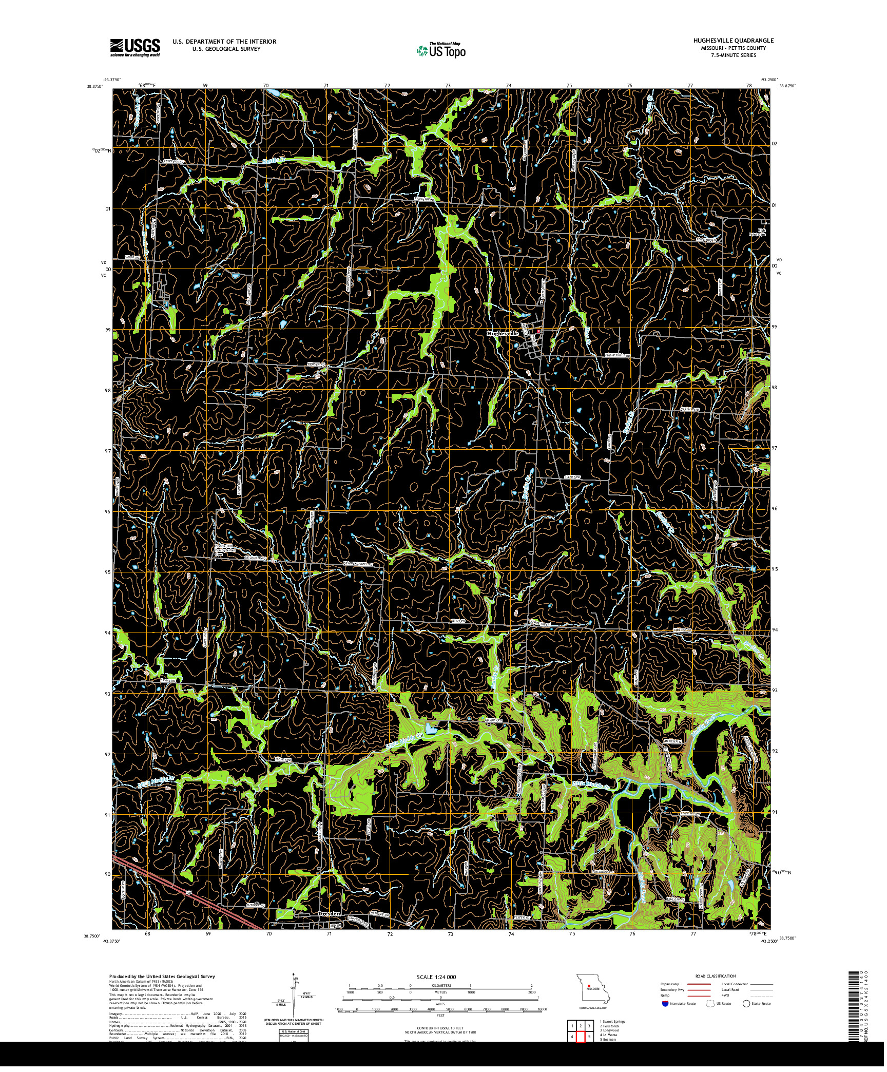 USGS US TOPO 7.5-MINUTE MAP FOR HUGHESVILLE, MO 2021