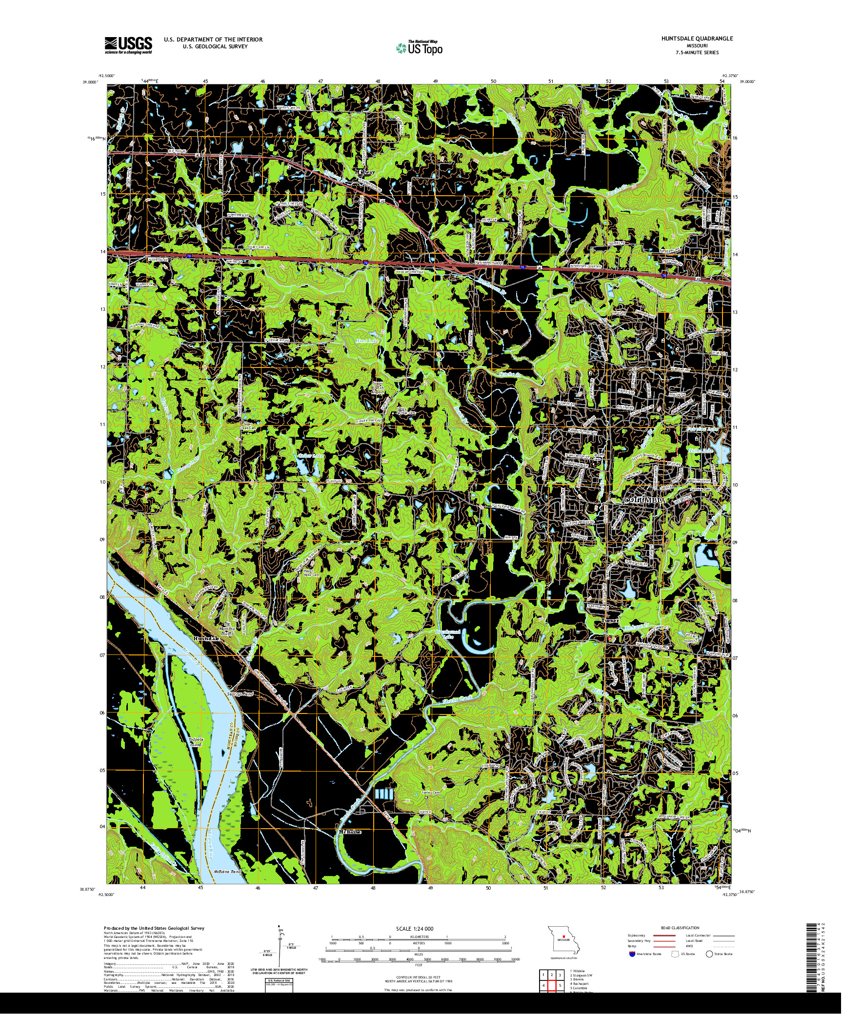 USGS US TOPO 7.5-MINUTE MAP FOR HUNTSDALE, MO 2021