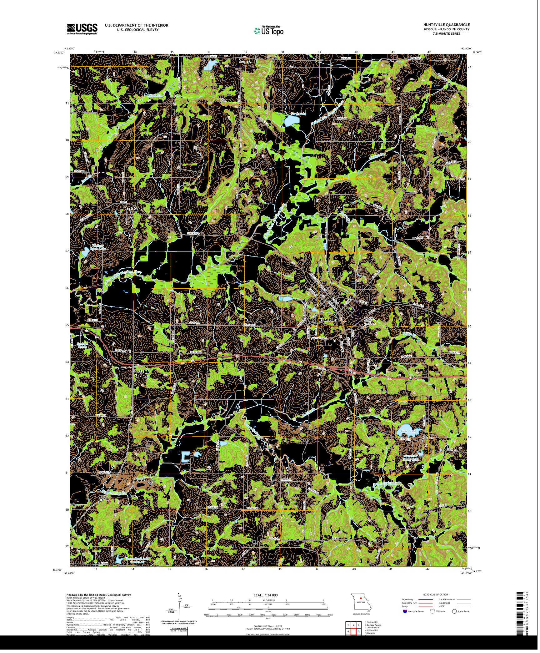 USGS US TOPO 7.5-MINUTE MAP FOR HUNTSVILLE, MO 2021