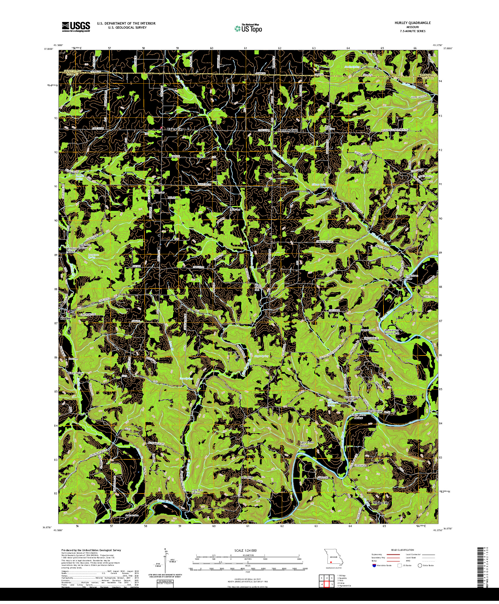 USGS US TOPO 7.5-MINUTE MAP FOR HURLEY, MO 2021