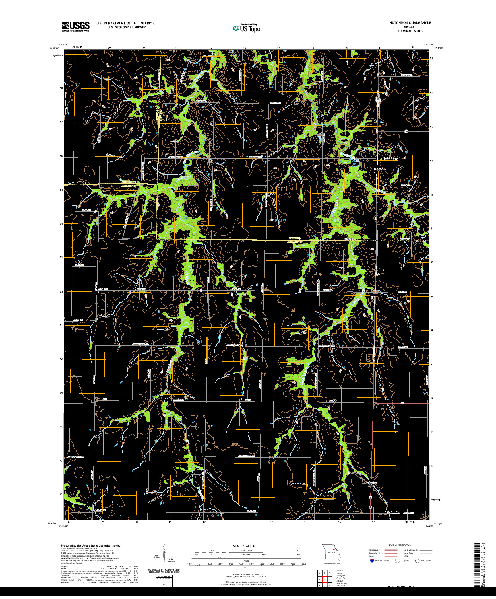 USGS US TOPO 7.5-MINUTE MAP FOR HUTCHISON, MO 2021