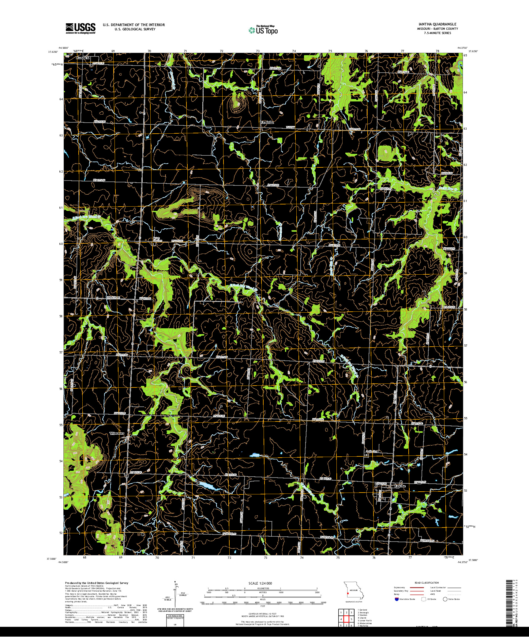 USGS US TOPO 7.5-MINUTE MAP FOR IANTHA, MO 2021