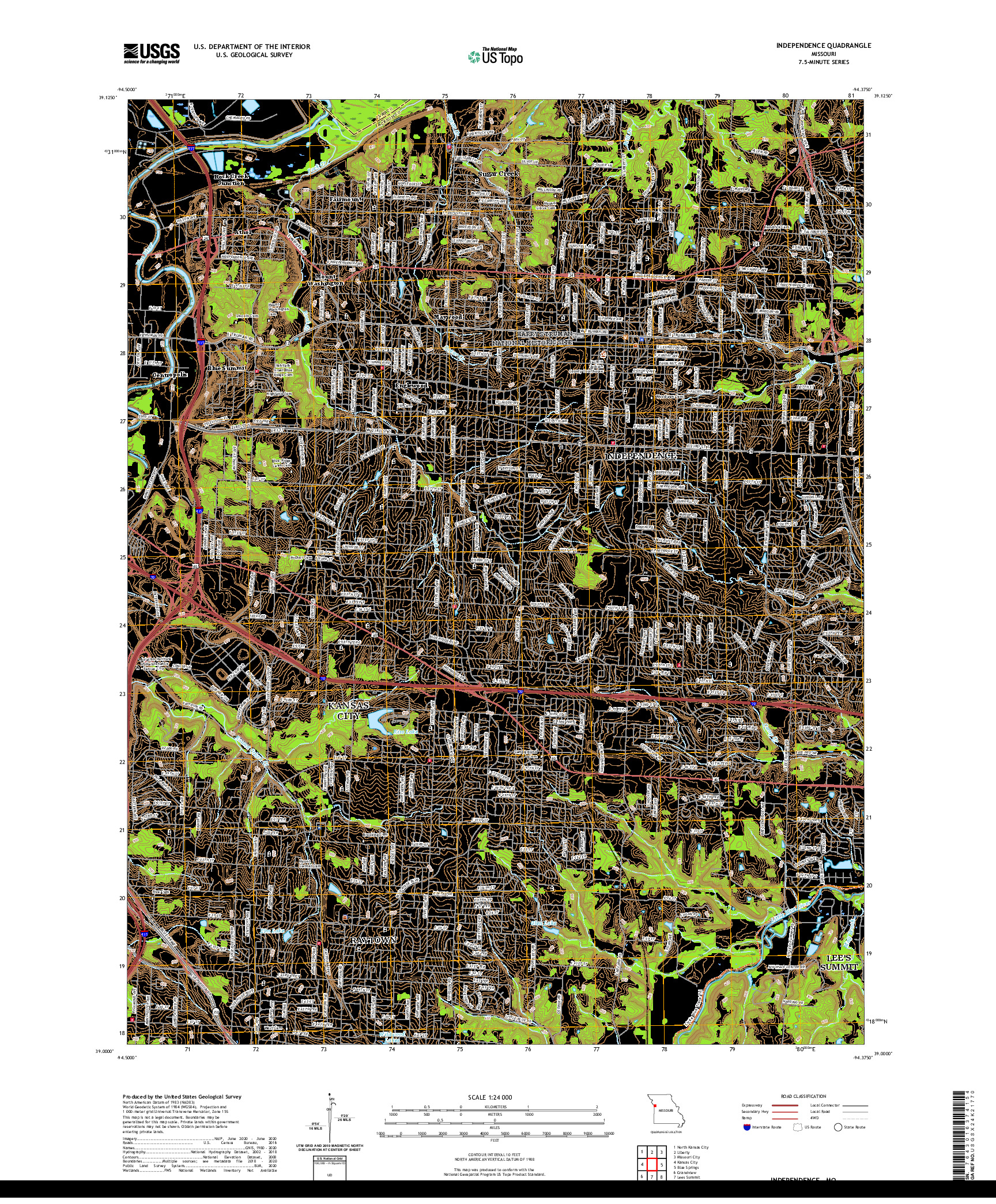 USGS US TOPO 7.5-MINUTE MAP FOR INDEPENDENCE, MO 2021