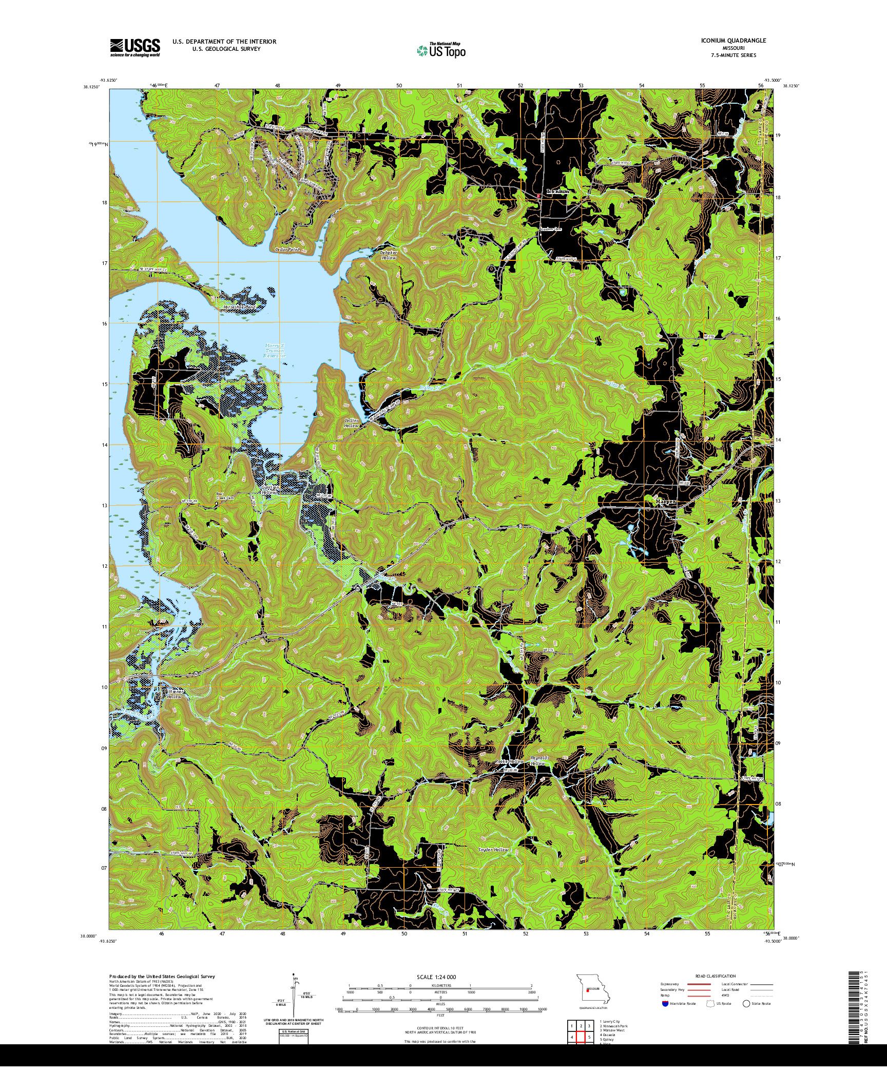 USGS US TOPO 7.5-MINUTE MAP FOR ICONIUM, MO 2021