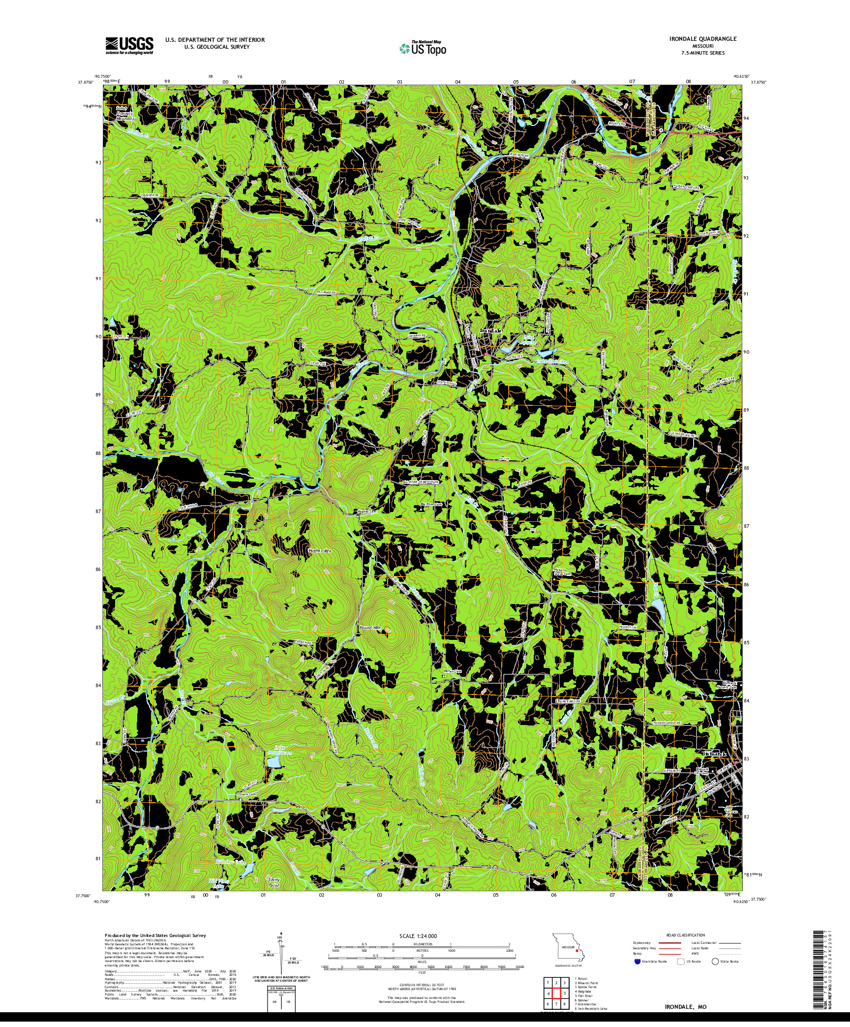 USGS US TOPO 7.5-MINUTE MAP FOR IRONDALE, MO 2021