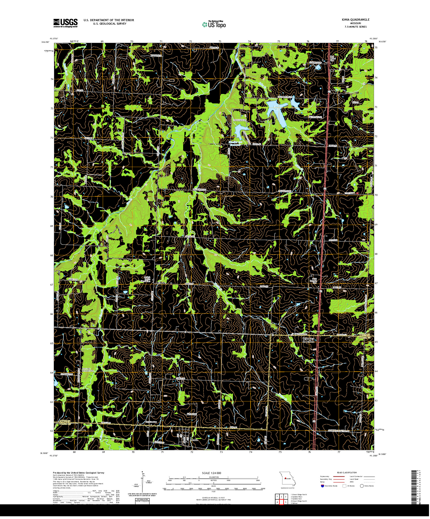 USGS US TOPO 7.5-MINUTE MAP FOR IONIA, MO 2021