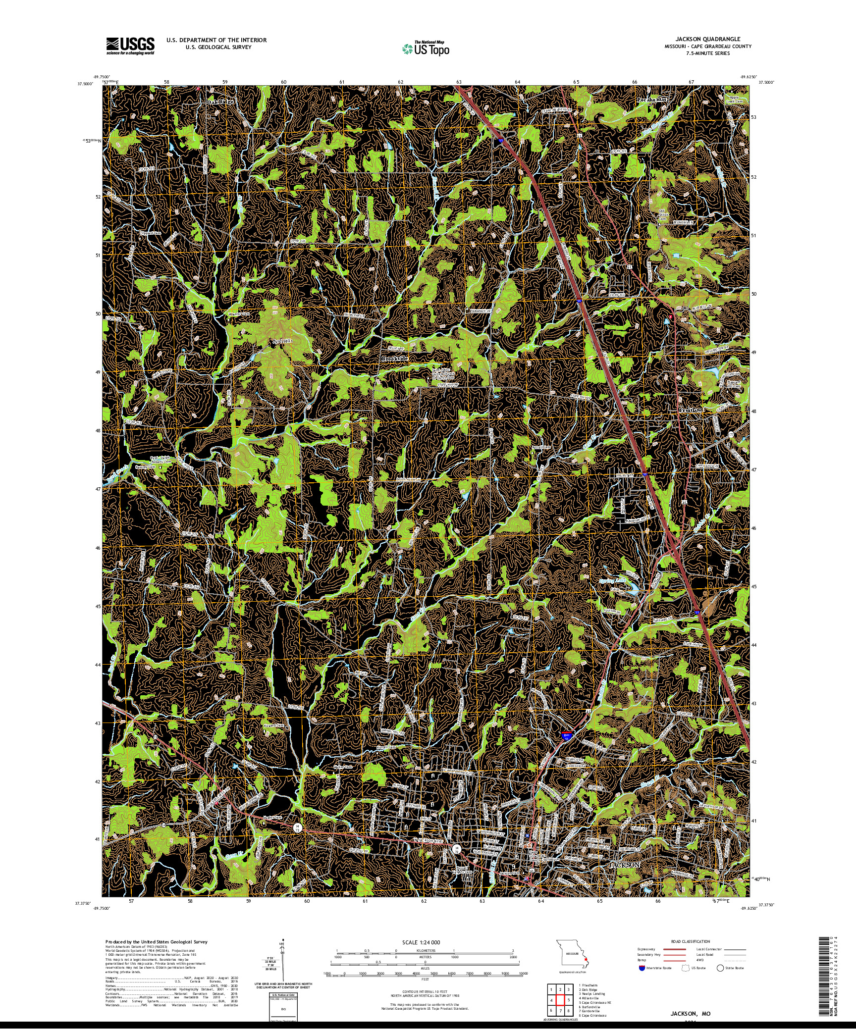 USGS US TOPO 7.5-MINUTE MAP FOR JACKSON, MO 2021