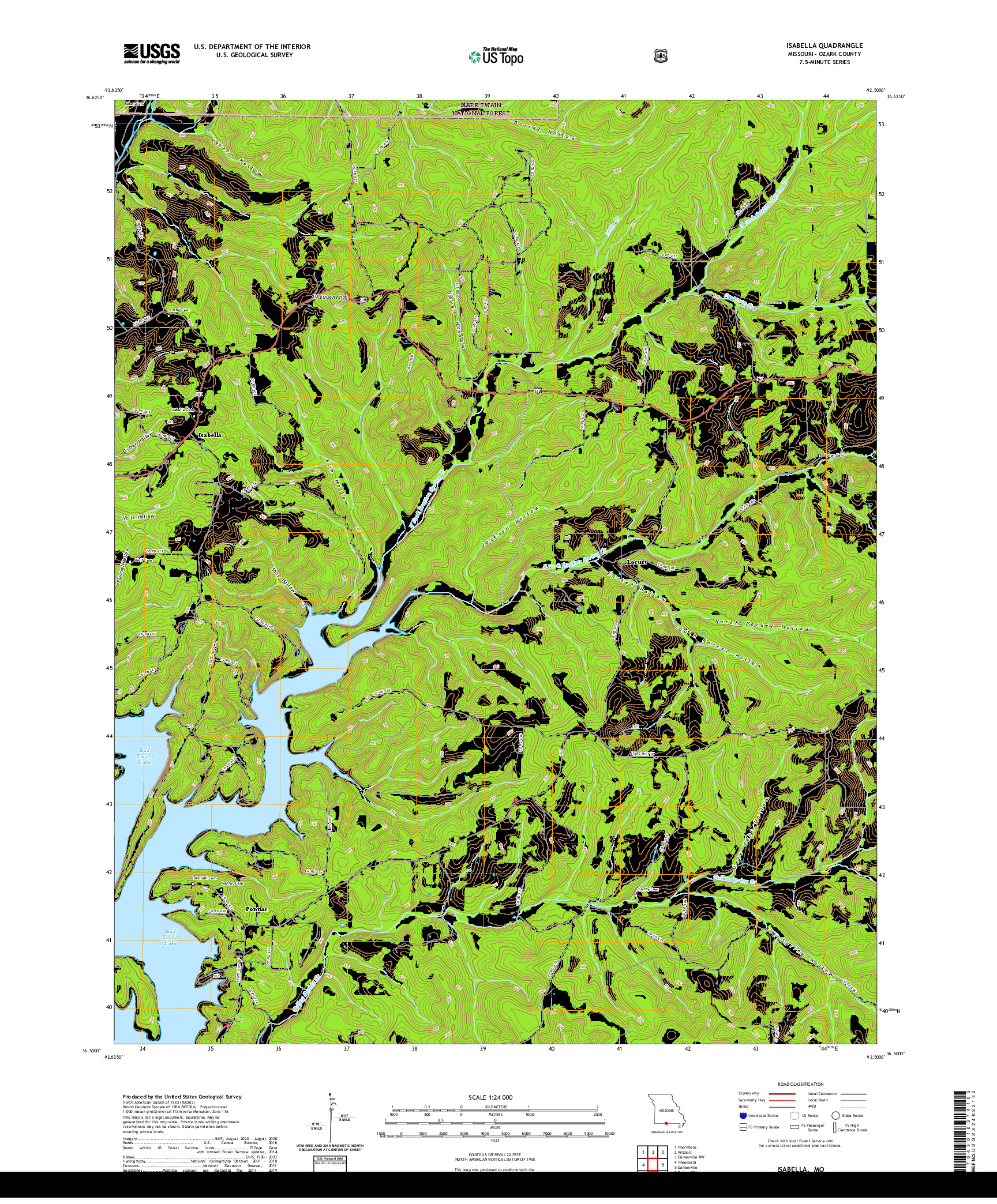 USGS US TOPO 7.5-MINUTE MAP FOR ISABELLA, MO 2021