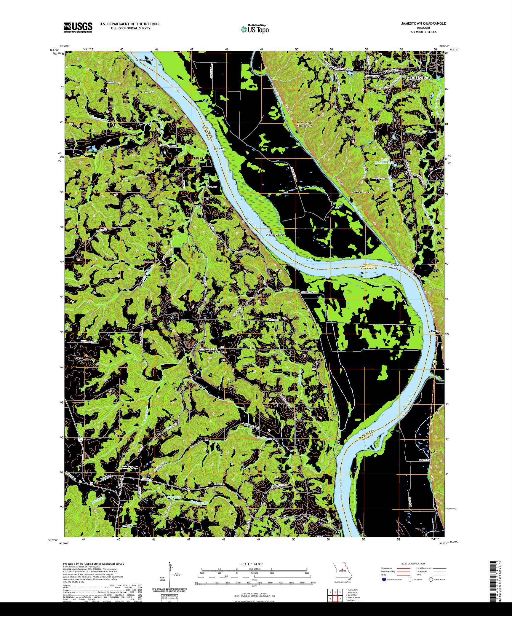 USGS US TOPO 7.5-MINUTE MAP FOR JAMESTOWN, MO 2021