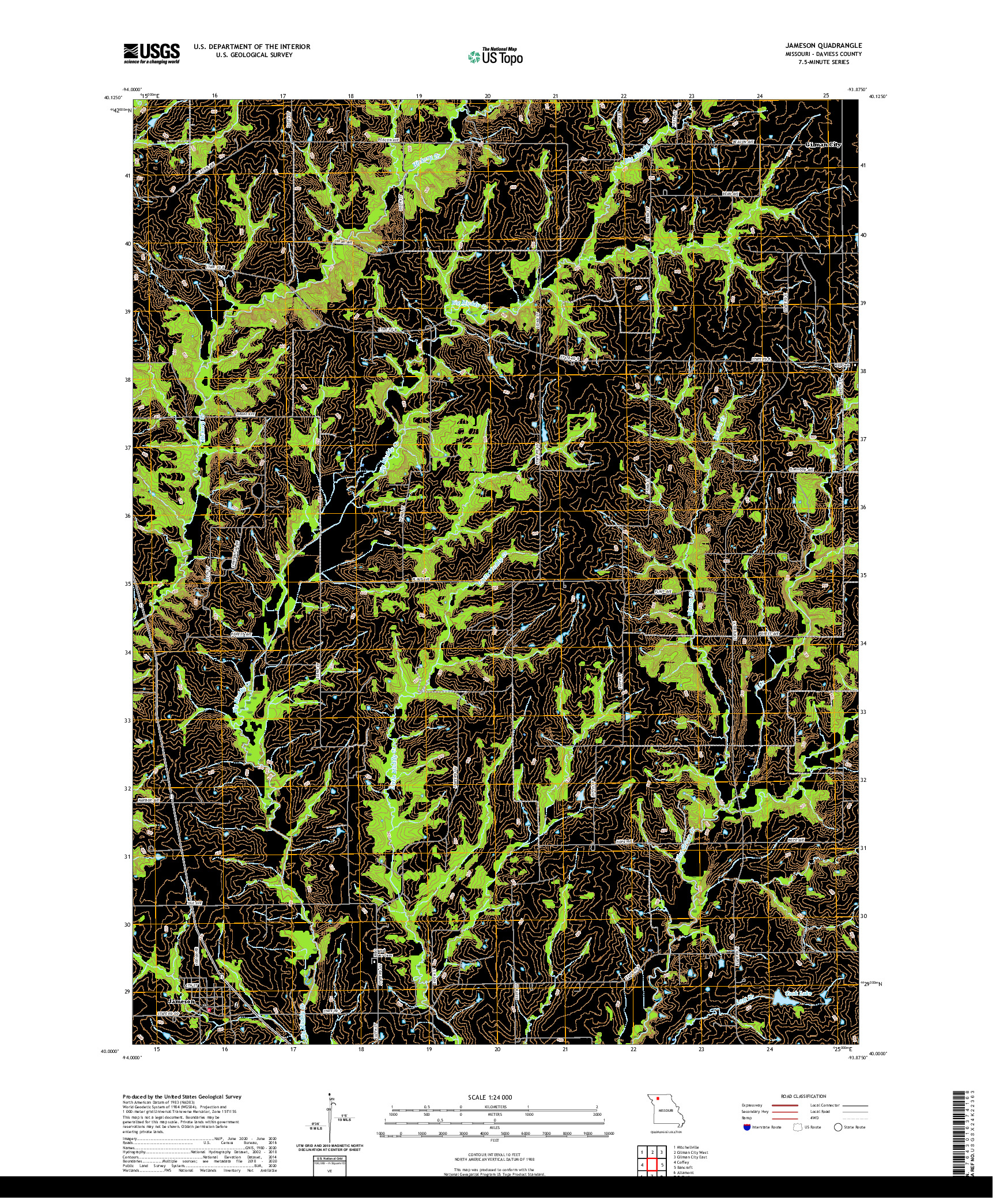 USGS US TOPO 7.5-MINUTE MAP FOR JAMESON, MO 2021