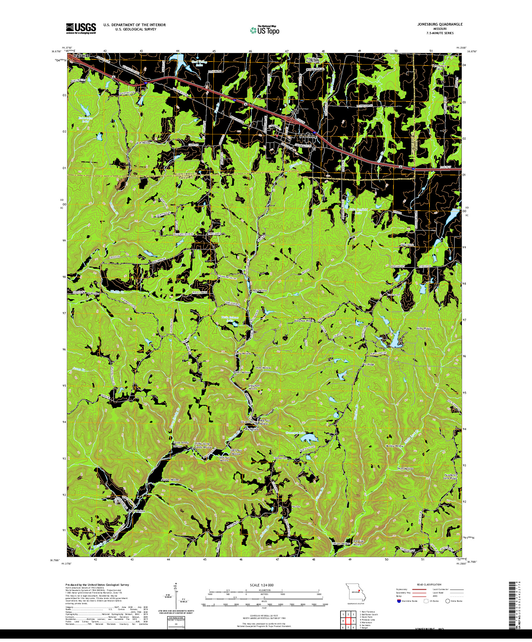USGS US TOPO 7.5-MINUTE MAP FOR JONESBURG, MO 2021
