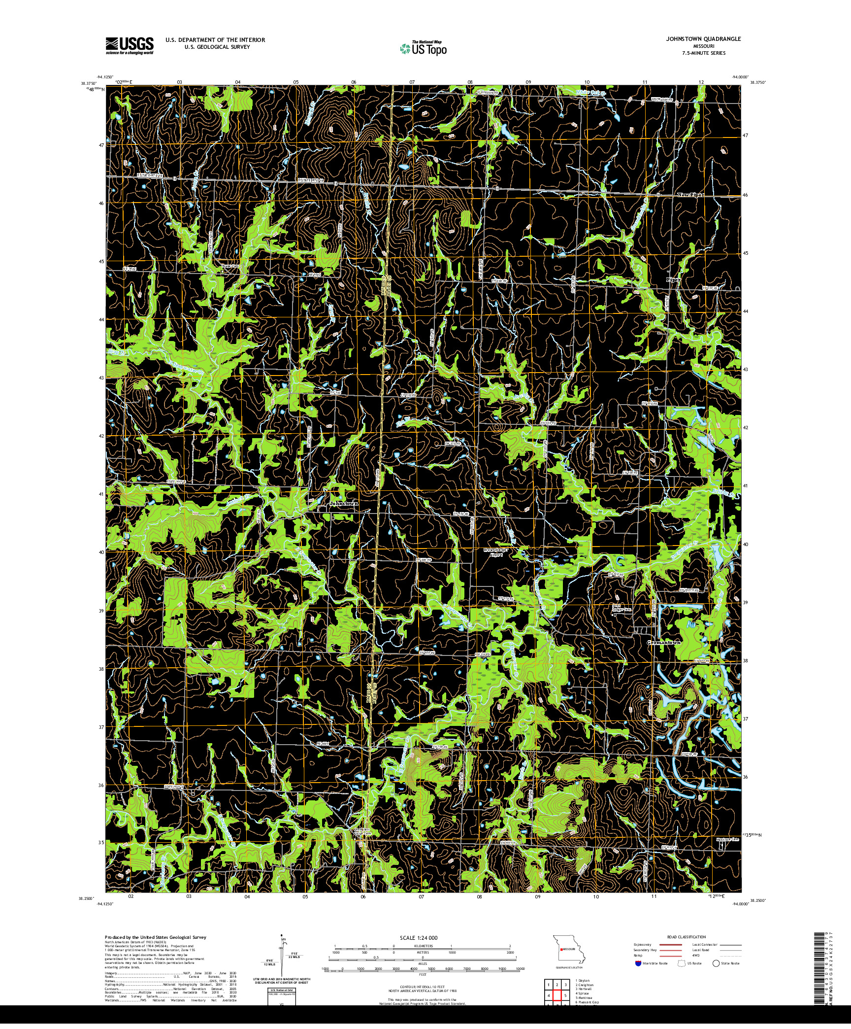 USGS US TOPO 7.5-MINUTE MAP FOR JOHNSTOWN, MO 2021