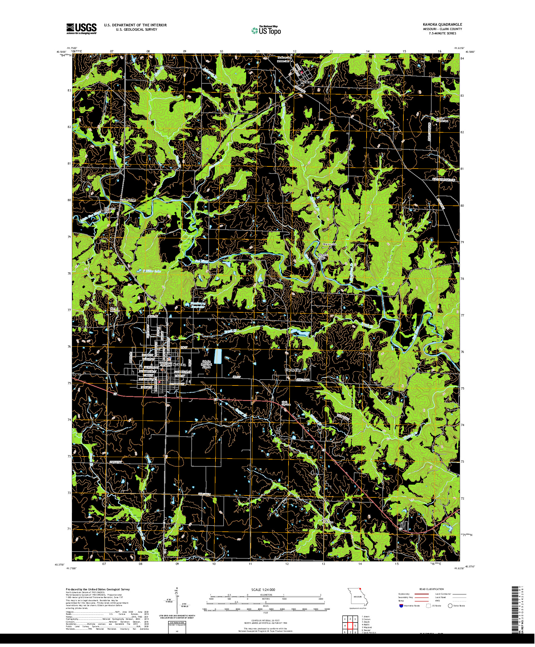 USGS US TOPO 7.5-MINUTE MAP FOR KAHOKA, MO 2021