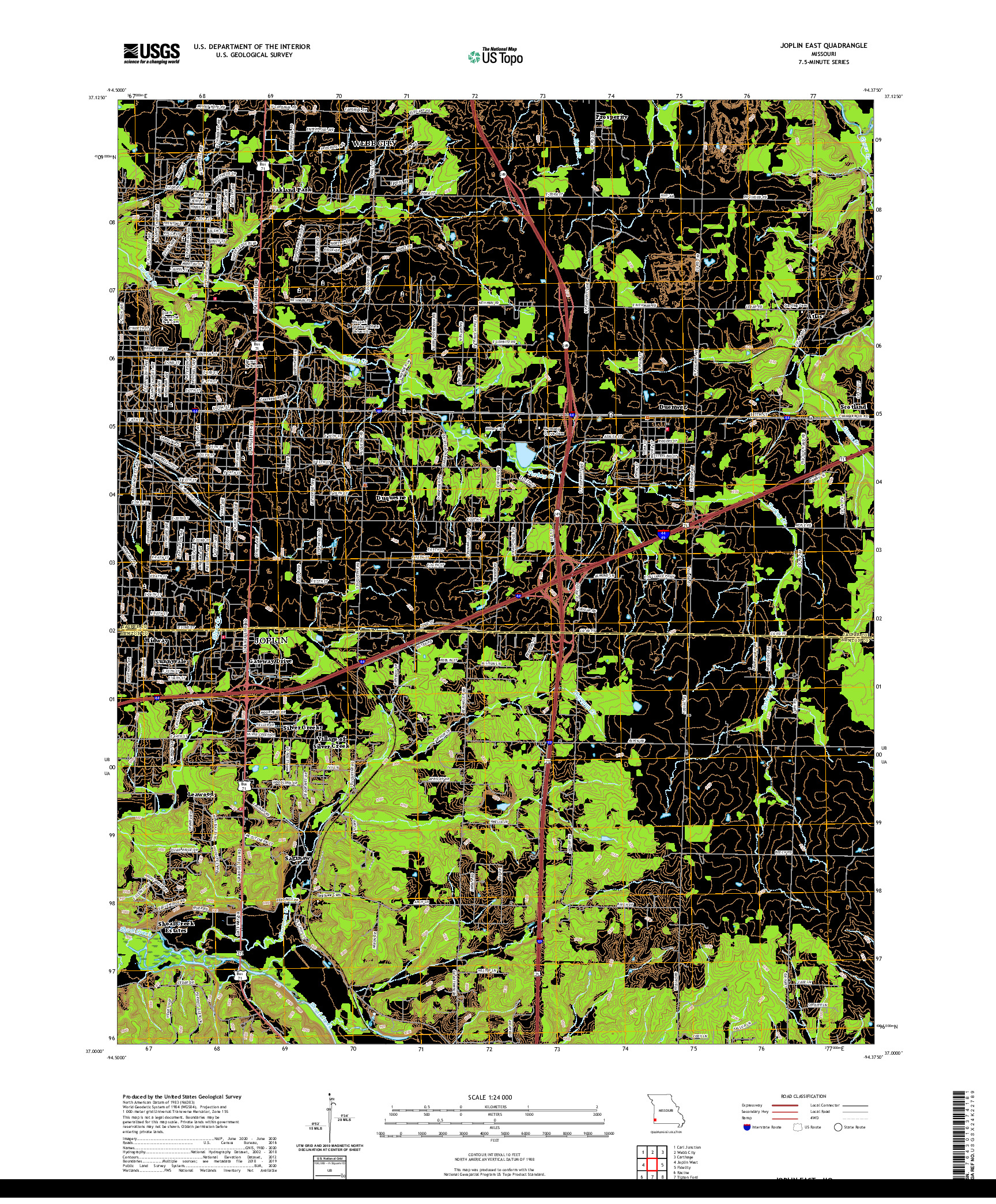 USGS US TOPO 7.5-MINUTE MAP FOR JOPLIN EAST, MO 2021
