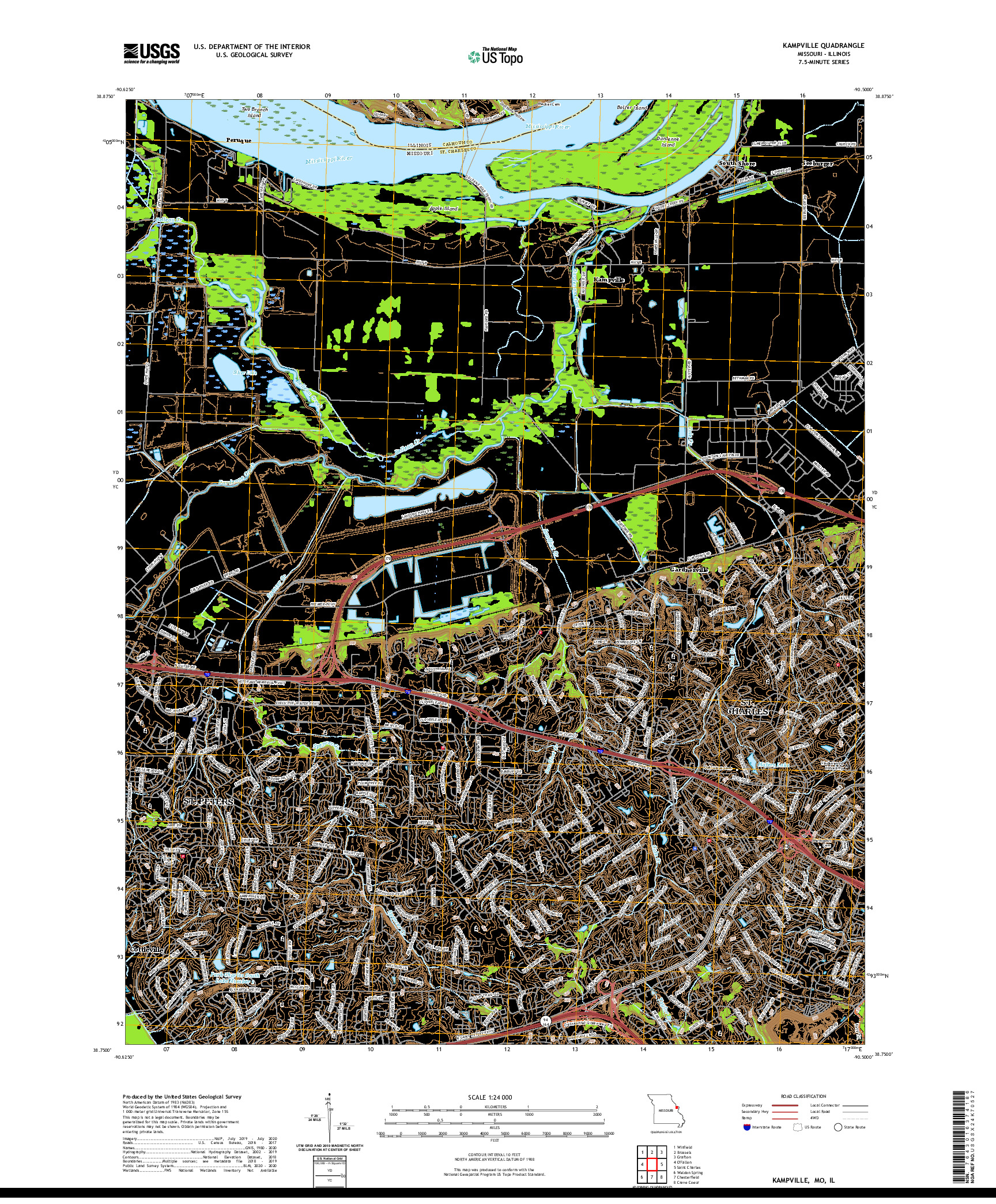 USGS US TOPO 7.5-MINUTE MAP FOR KAMPVILLE, MO,IL 2021
