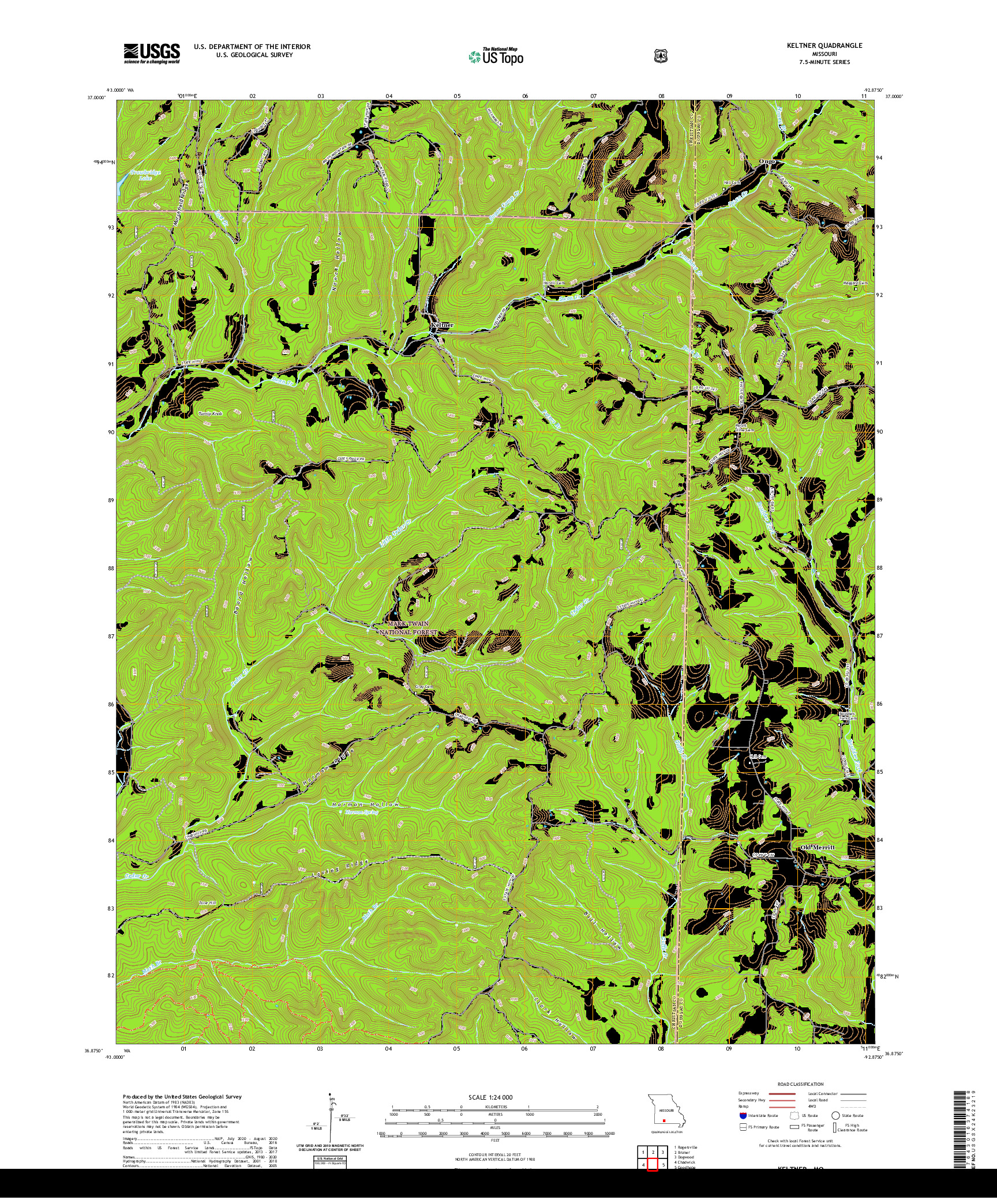 USGS US TOPO 7.5-MINUTE MAP FOR KELTNER, MO 2021
