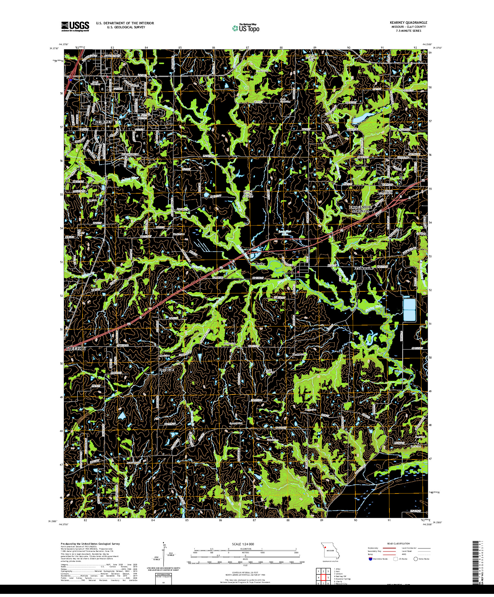 USGS US TOPO 7.5-MINUTE MAP FOR KEARNEY, MO 2021