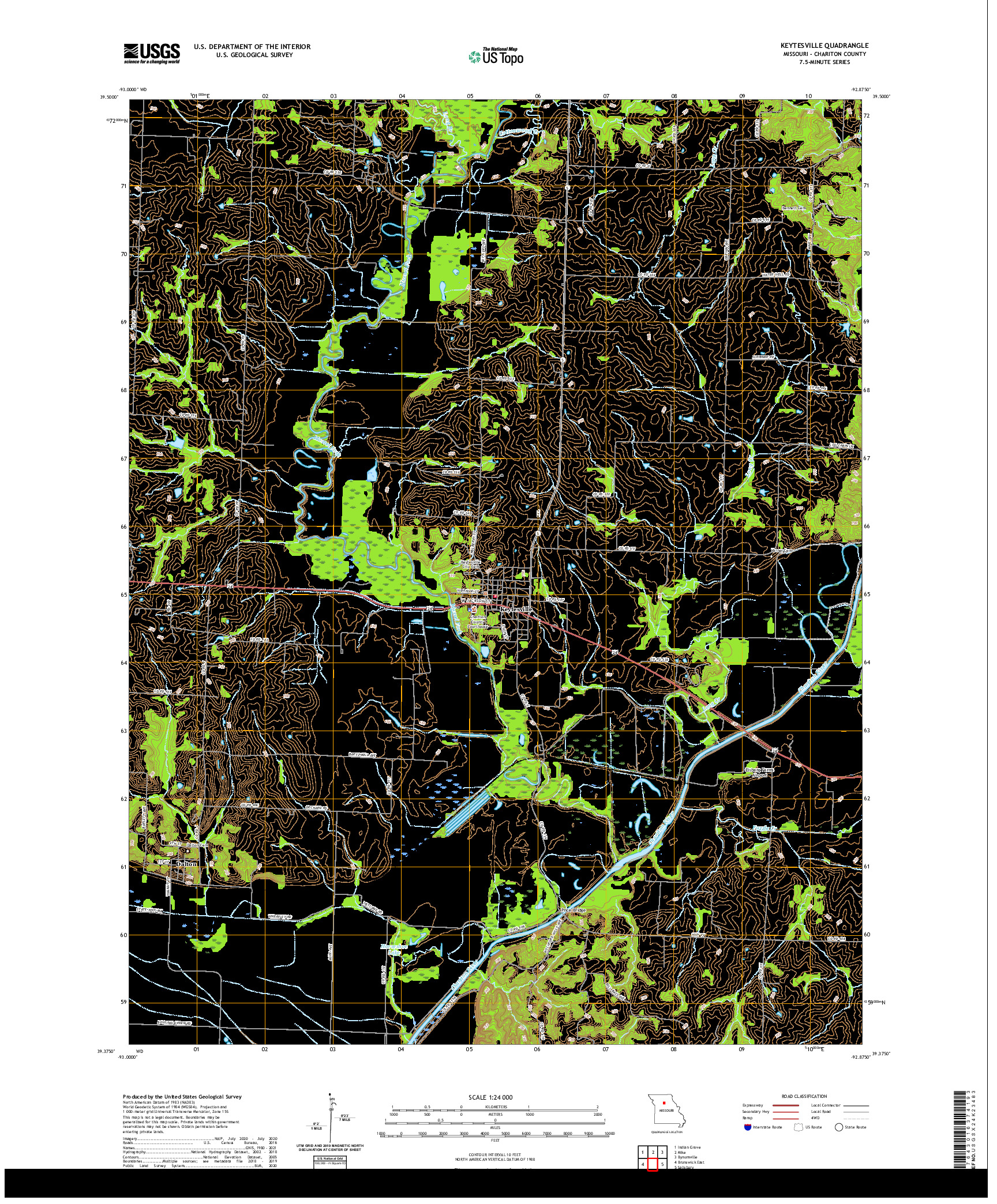 USGS US TOPO 7.5-MINUTE MAP FOR KEYTESVILLE, MO 2021