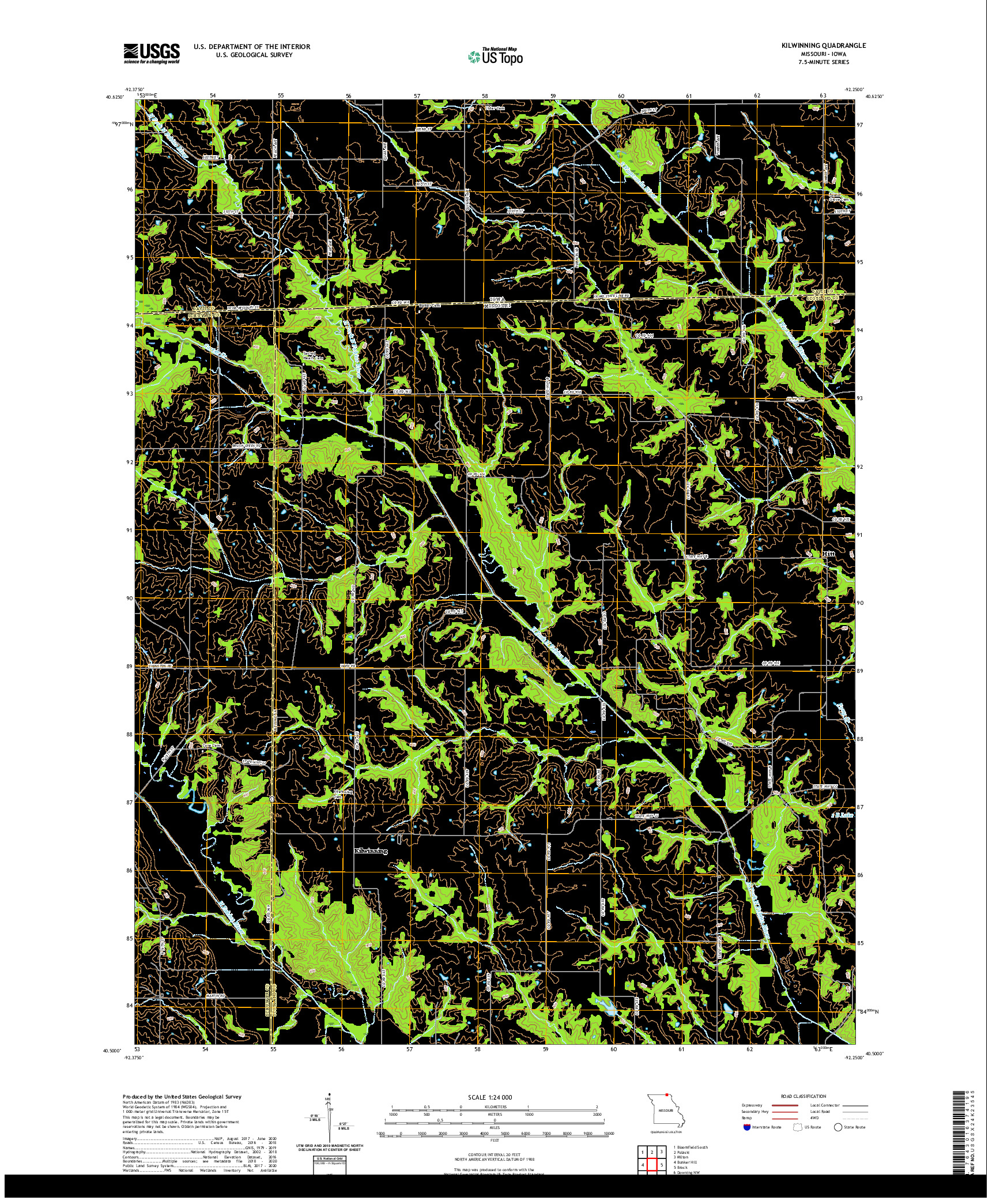 USGS US TOPO 7.5-MINUTE MAP FOR KILWINNING, MO,IA 2021