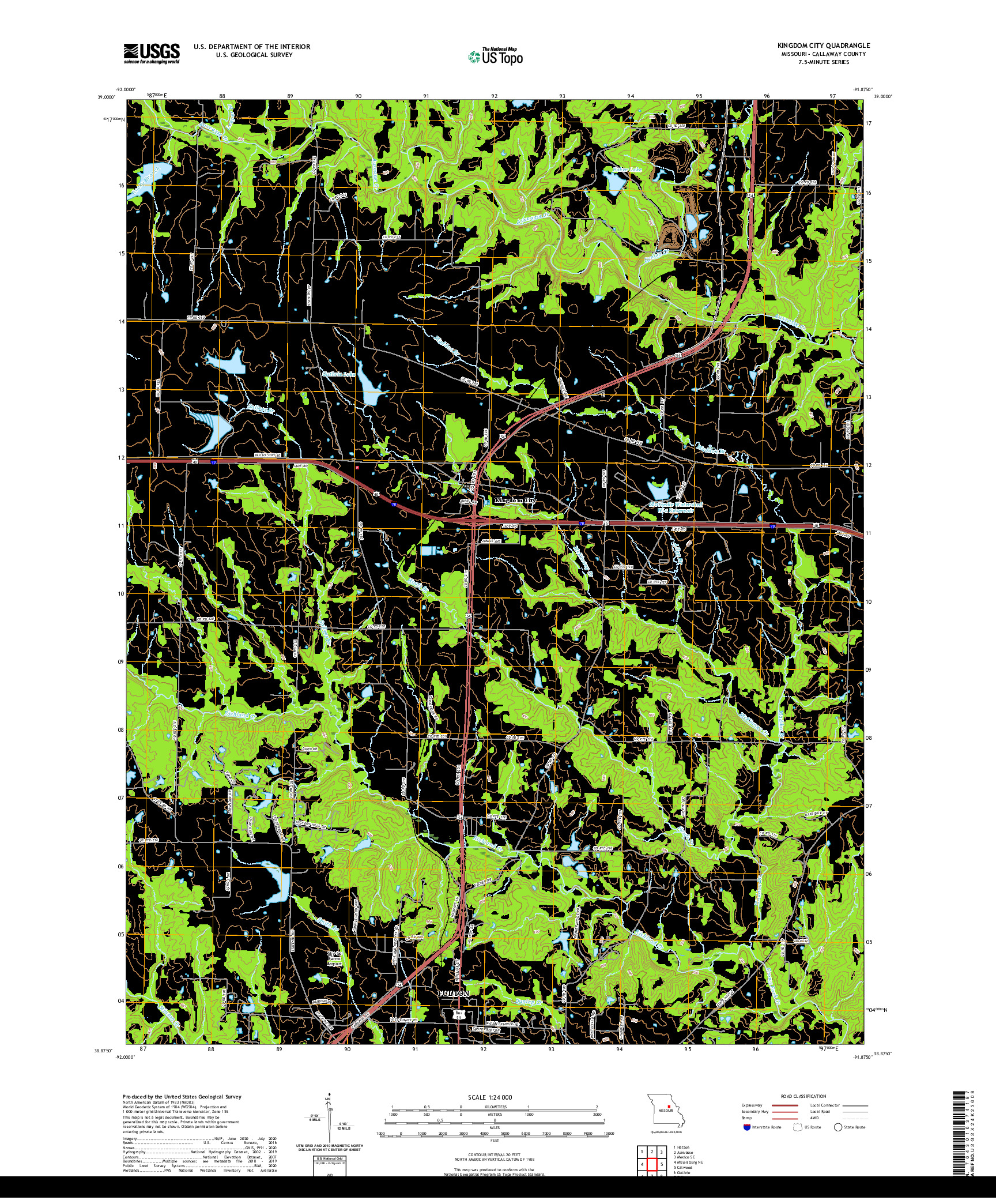 USGS US TOPO 7.5-MINUTE MAP FOR KINGDOM CITY, MO 2021