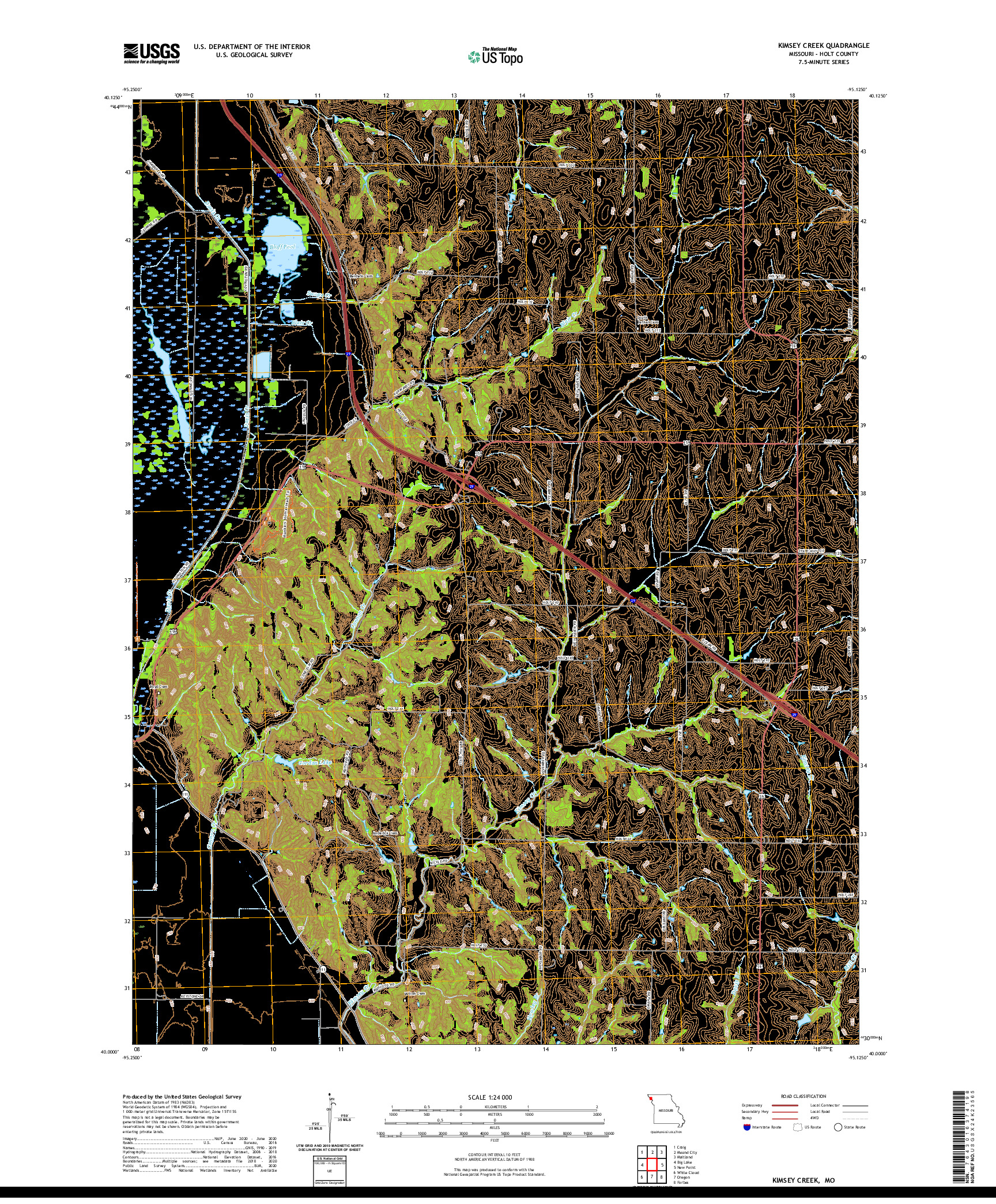 USGS US TOPO 7.5-MINUTE MAP FOR KIMSEY CREEK, MO 2021