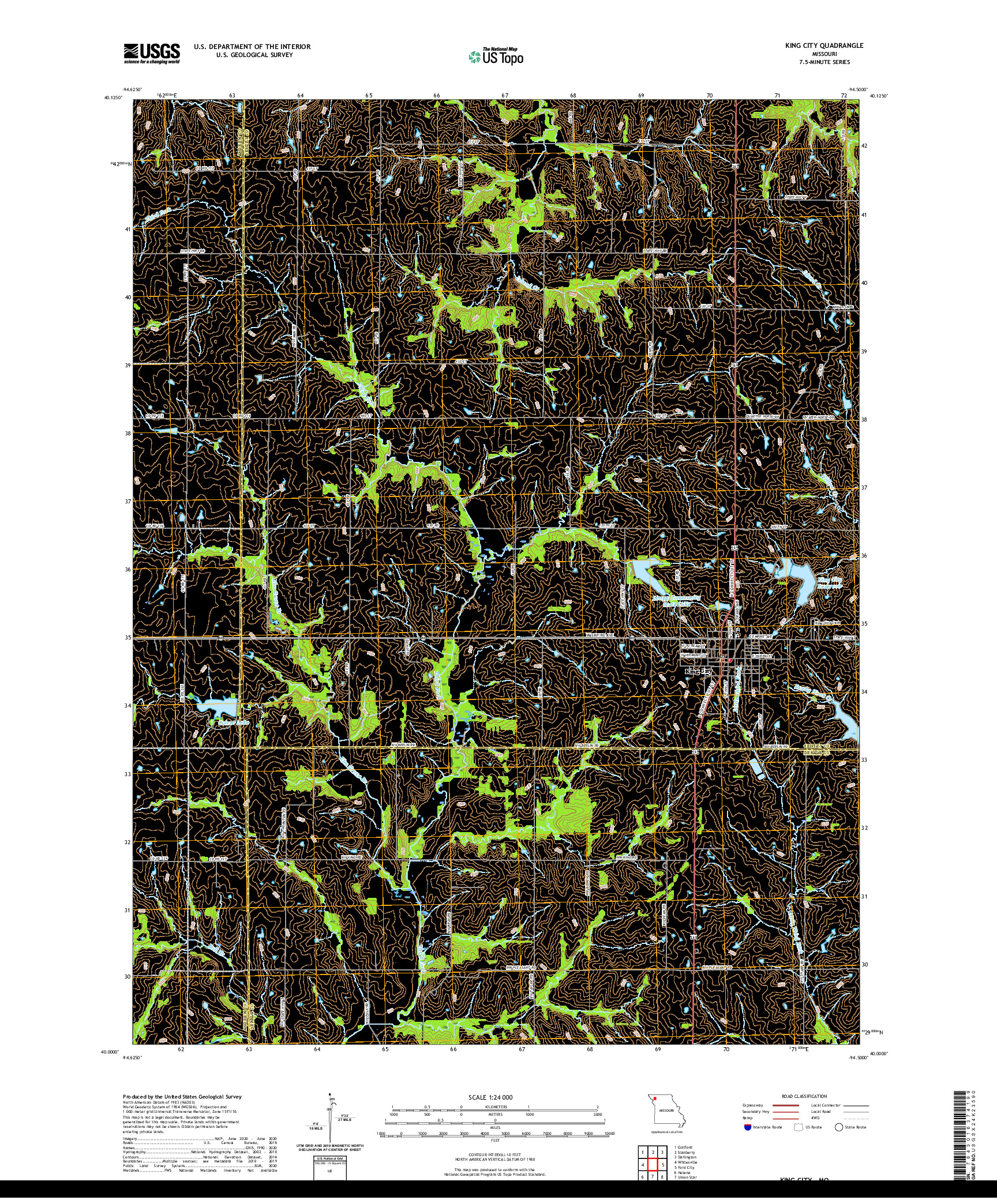 USGS US TOPO 7.5-MINUTE MAP FOR KING CITY, MO 2021