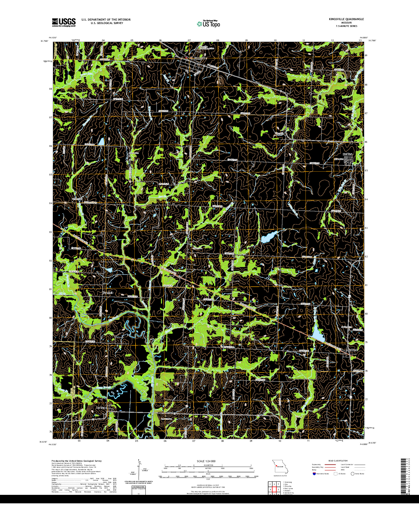 USGS US TOPO 7.5-MINUTE MAP FOR KINGSVILLE, MO 2021