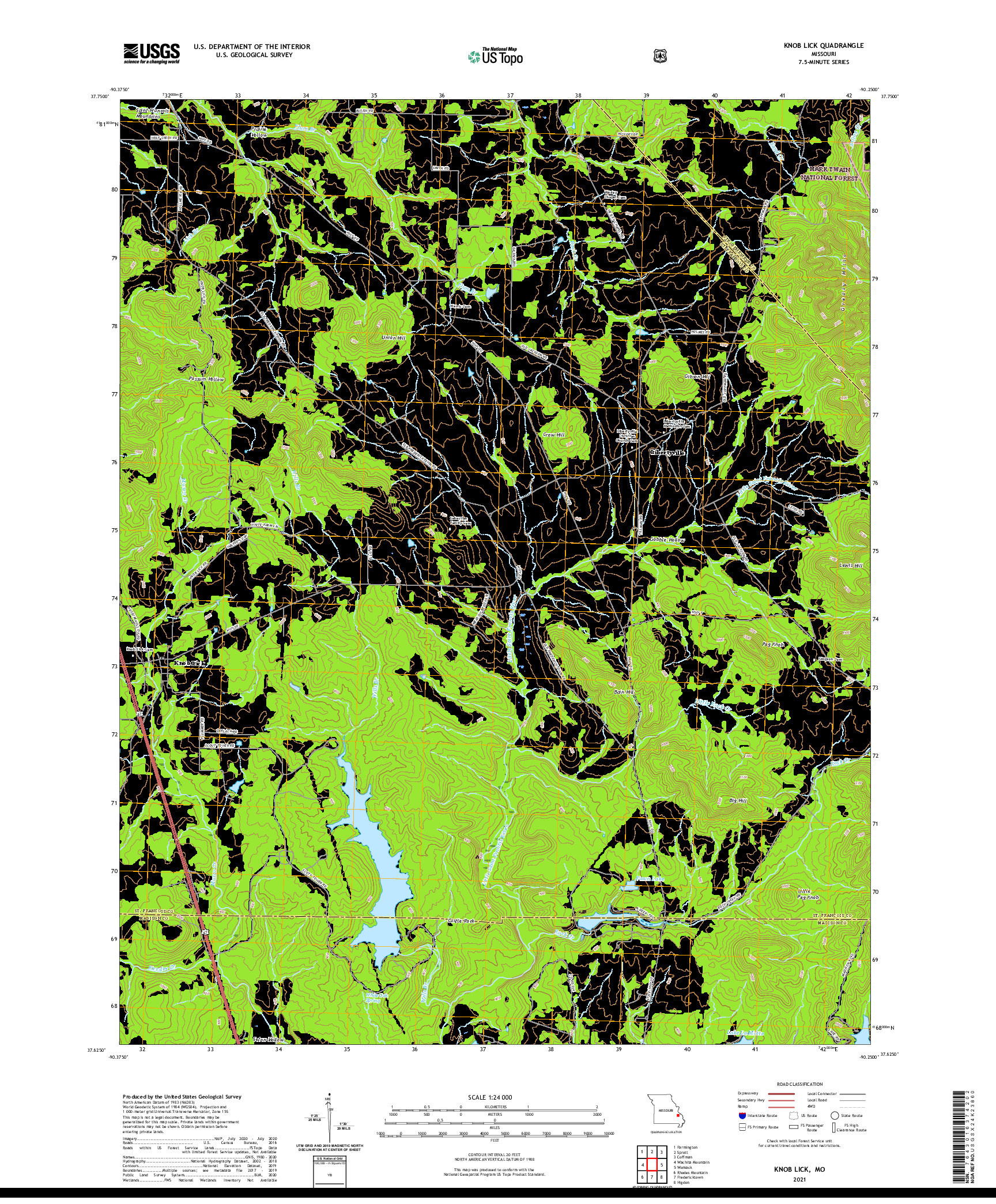 USGS US TOPO 7.5-MINUTE MAP FOR KNOB LICK, MO 2021