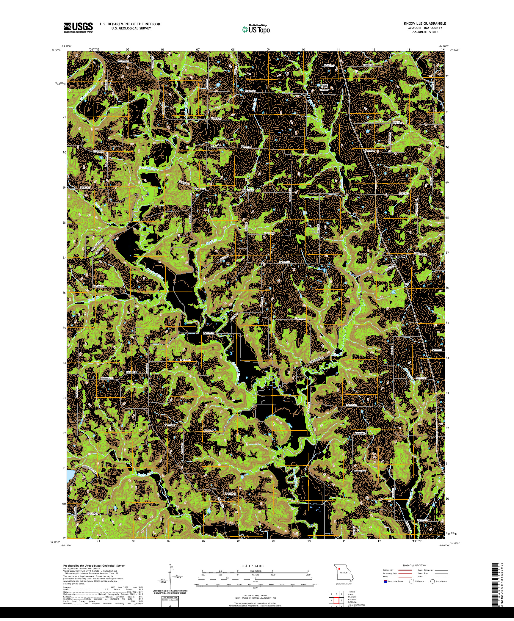USGS US TOPO 7.5-MINUTE MAP FOR KNOXVILLE, MO 2021
