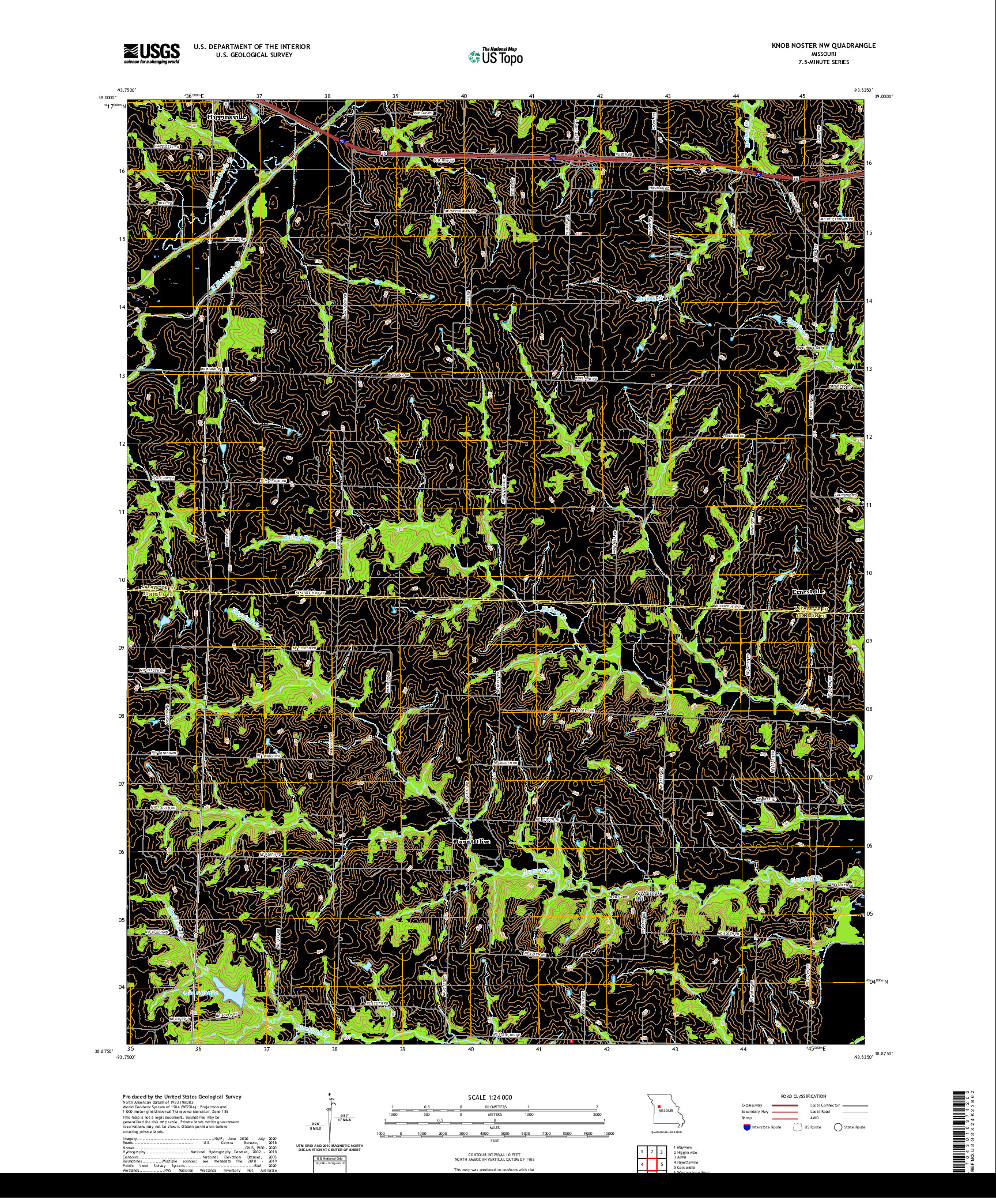 USGS US TOPO 7.5-MINUTE MAP FOR KNOB NOSTER NW, MO 2021