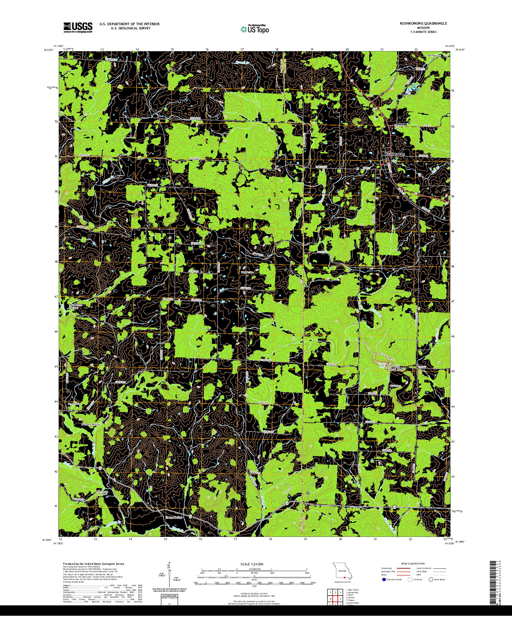 USGS US TOPO 7.5-MINUTE MAP FOR KOSHKONONG, MO 2021