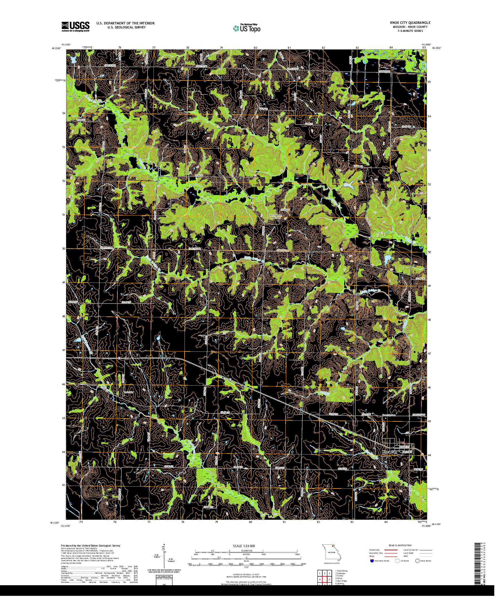 USGS US TOPO 7.5-MINUTE MAP FOR KNOX CITY, MO 2021