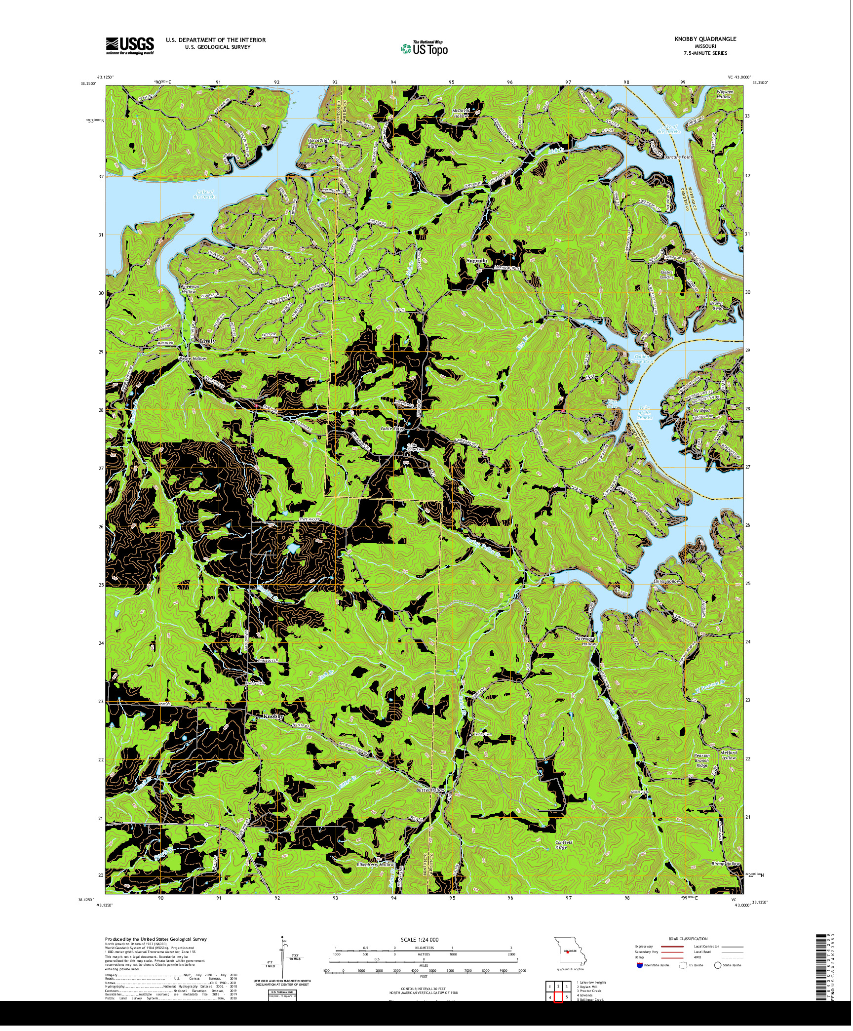 USGS US TOPO 7.5-MINUTE MAP FOR KNOBBY, MO 2021